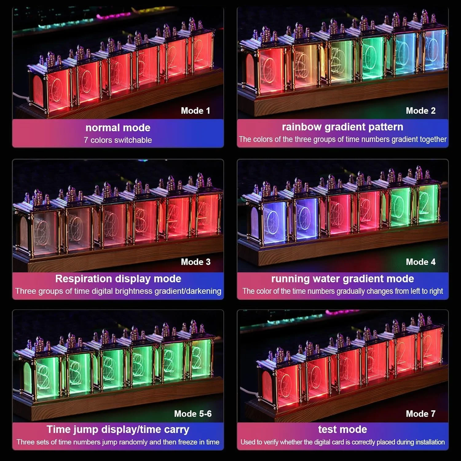 ساعت لامپ نیکسی NALACAL، با LED RGB، نمایش تاریخ و زمان DIY، حافظه خاموش، حالت های متعدد، سوئیچ 12/24 ساعته - ساعت لوله USB برای هدیه و دکوراسیون