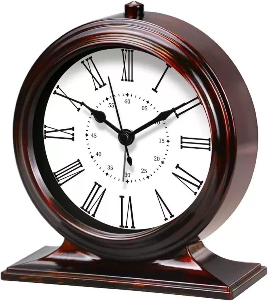 ساعت رومیزی PEVSCO، ساعت پاندولی کوارتز برای اتاق نشیمن، ساعت رومیزی رترو برای تزئین دفاتر خانگی، مشکی/سفید/قهوه ای، ساعت ایستاده (رنگ: سفید)