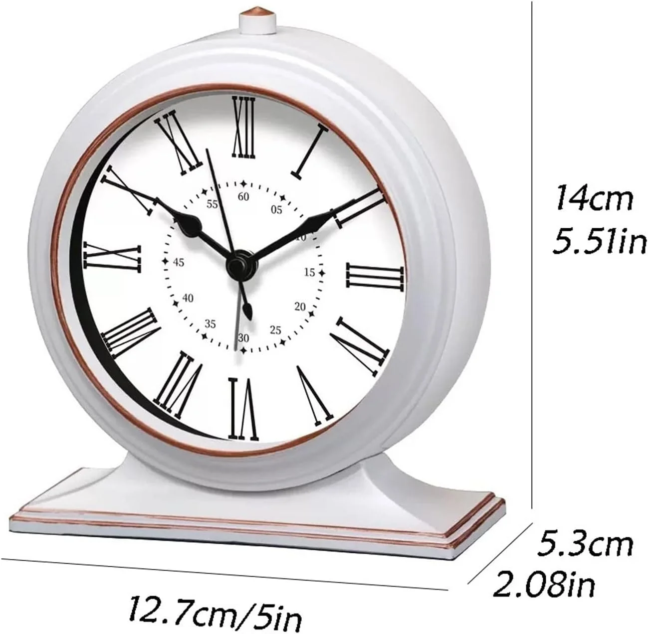 ساعت رومیزی PEVSCO، ساعت پاندولی کوارتز برای اتاق نشیمن، ساعت رومیزی رترو برای تزئین دفاتر خانگی، مشکی/سفید/قهوه ای، ساعت ایستاده (رنگ: سفید)
