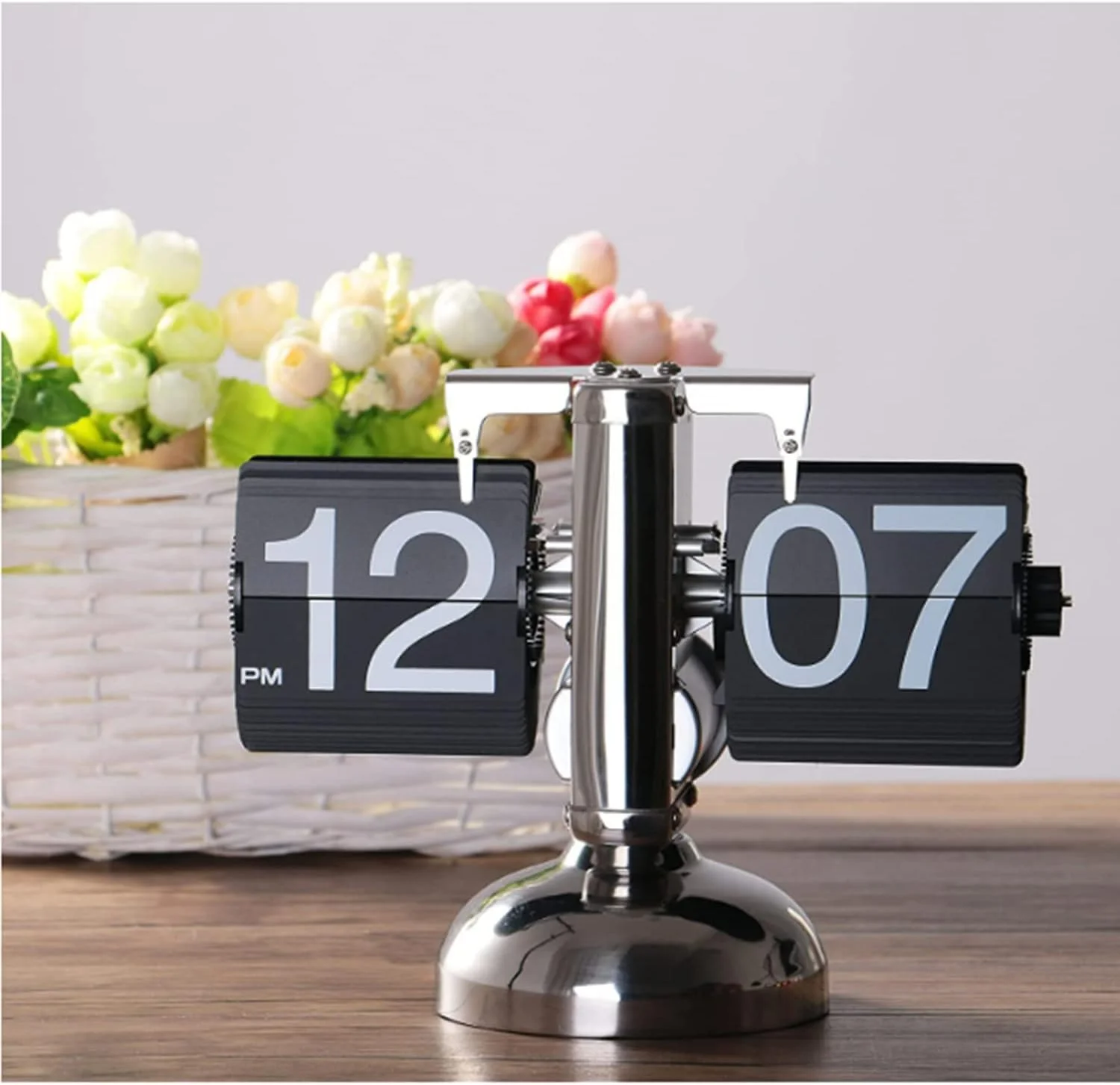 ساعت رومیزی SKEIDO با نمایشگر اعداد PVC، ساعت کوارتز با عملکرد چرخ دنده ای، طراحی رترو مشکی، دکوراسیون منزل، ساعت رومیزی، هدیه کودک
