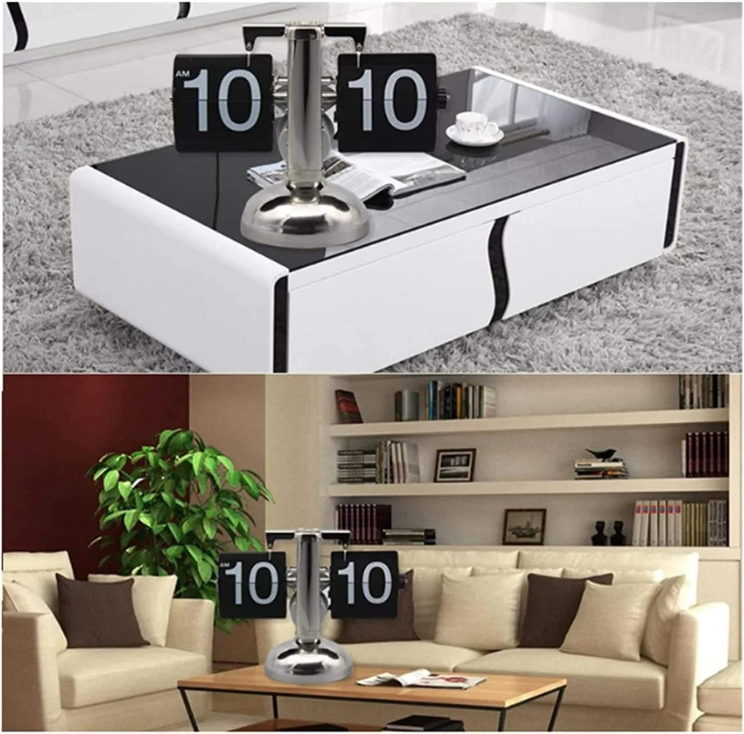 ساعت رومیزی SKEIDO با نمایشگر اعداد PVC، ساعت کوارتز با عملکرد چرخ دنده ای، طراحی رترو مشکی، دکوراسیون منزل، ساعت رومیزی، هدیه کودک