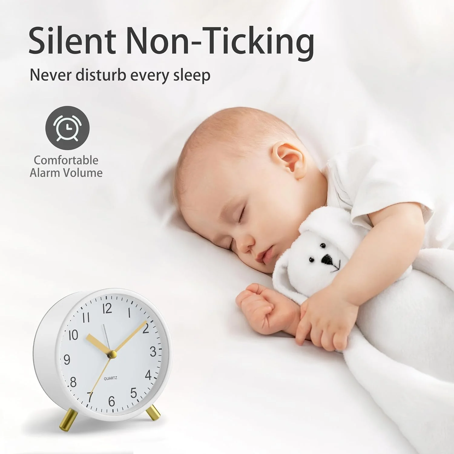 ساعت زنگ دار آنالوگ، فوق العاده بی صدا و بدون تیک تاک با چراغ شب، با باتری کار می کند، ساعت اتاق خواب، ساعت زنگ دار فلزی گرد مد روز برای دفتر، سالمندان، بزرگسالان، کودکان، هدیه مدرسه (سفید) (سفید) ساعت زنگ دار آنالوگ، فوق العاده بی صدا و بدون تیک تاک با چراغ شب، با باتری کار می کند، ساعت اتاق خواب، ساعت زنگ دار فلزی گرد مد روز برای دفتر، سالمندان، بزرگسالان، کودکان، هدیه مدرسه (سفید) (سفید)