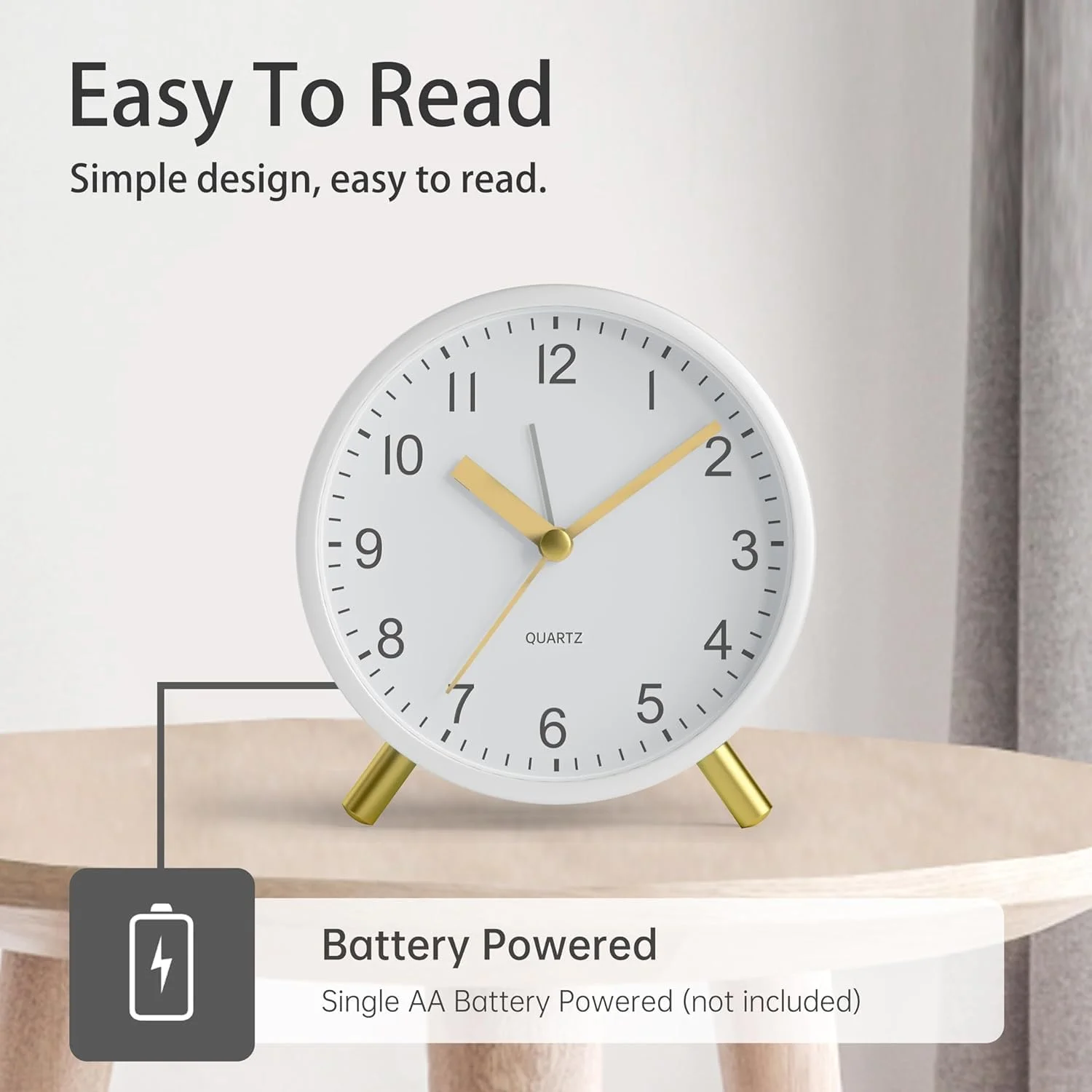 ساعت زنگ دار آنالوگ، فوق العاده بی صدا و بدون تیک تاک با چراغ شب، با باتری کار می کند، ساعت اتاق خواب، ساعت زنگ دار فلزی گرد مد روز برای دفتر، سالمندان، بزرگسالان، کودکان، هدیه مدرسه (سفید) (سفید) ساعت زنگ دار آنالوگ، فوق العاده بی صدا و بدون تیک تاک با چراغ شب، با باتری کار می کند، ساعت اتاق خواب، ساعت زنگ دار فلزی گرد مد روز برای دفتر، سالمندان، بزرگسالان، کودکان، هدیه مدرسه (سفید) (سفید)