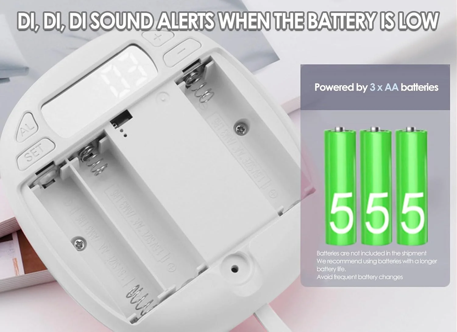ساعت زنگ دار دیجیتال لرزشی برای خواب سنگین، کم شنوایان، نوجوانان ناشنوا، ساعت زنگ دار LED قابل حمل، لرزاننده تخت زیر بالش، باطری خور برای مسافرت یا استفاده در منزل