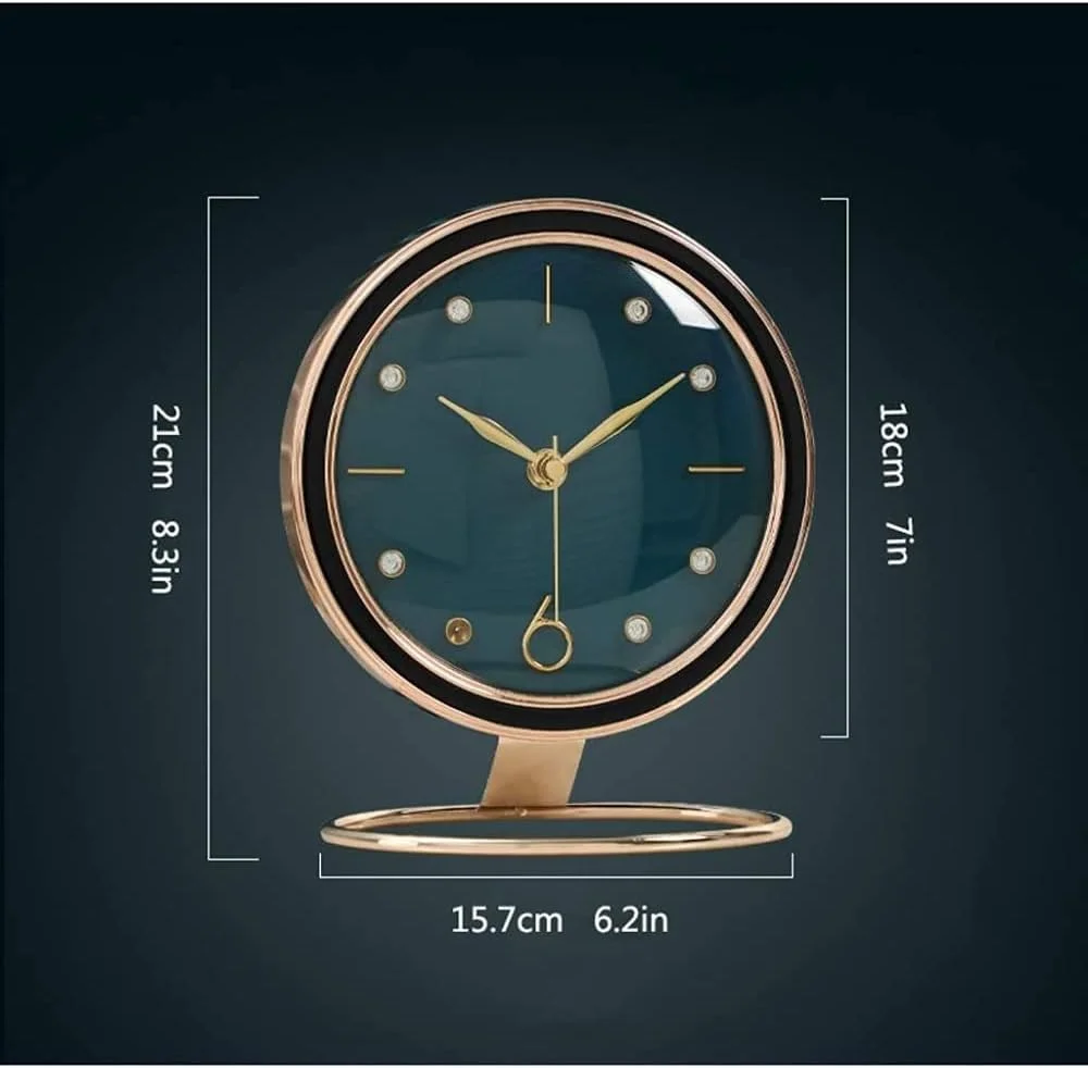 ساعت رومیزی YRHH، ساعت فلزی، مناسب اتاق نشیمن، دفتر کار، دکوراسیون بی صدا، ساعت رومیزی کوچک، ساعت آونگی ایستاده - B