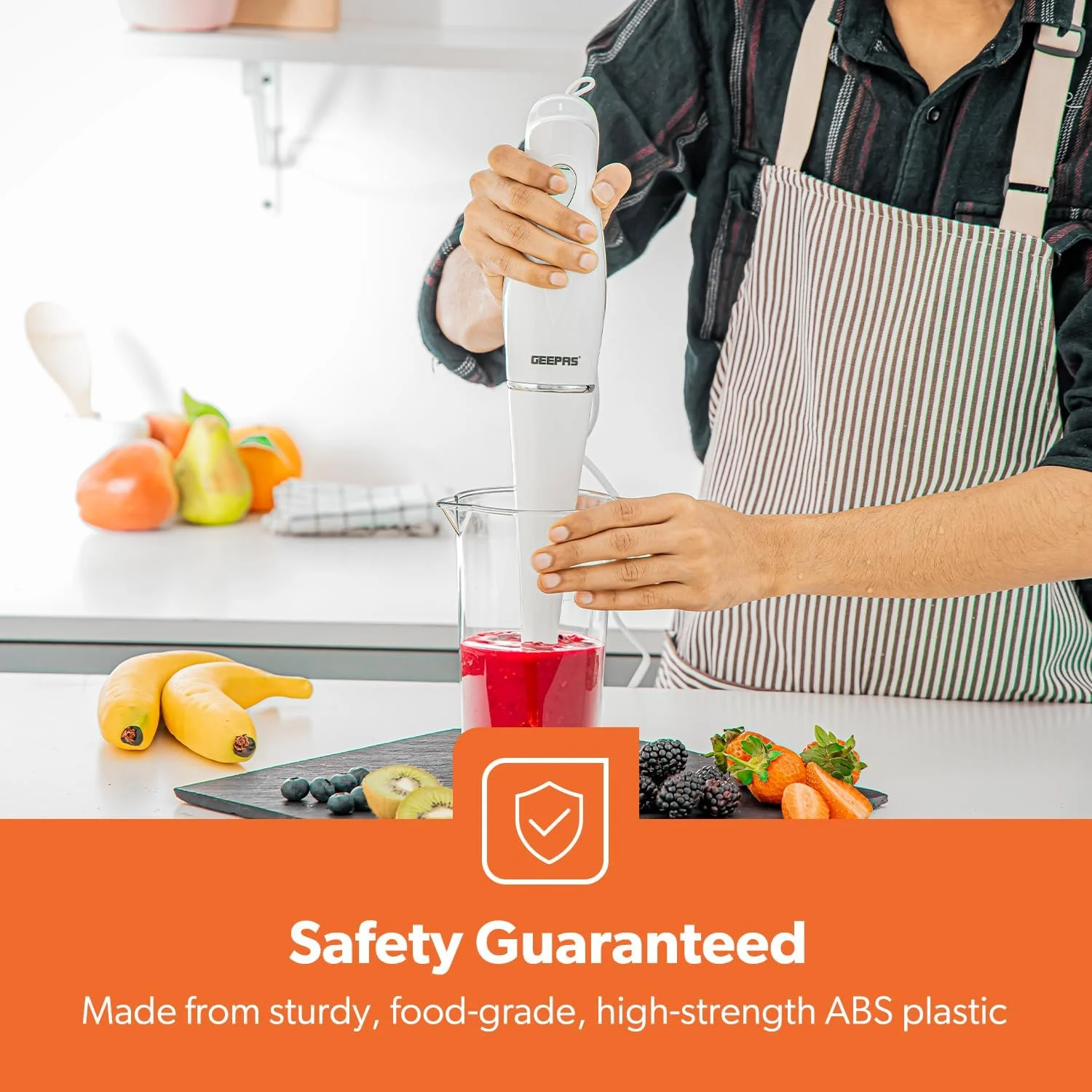 مخلوط کن دستی جیپاس، 2 سرعت، تیغه استیل ضد زنگ، GHB5467 | مخلوط کن دستی غوطه وری مجموعه غذا با میله جداشدنی | ایده آل برای اسموتی ها، شیک ها، آسیاب کردن مواد و میوه ها