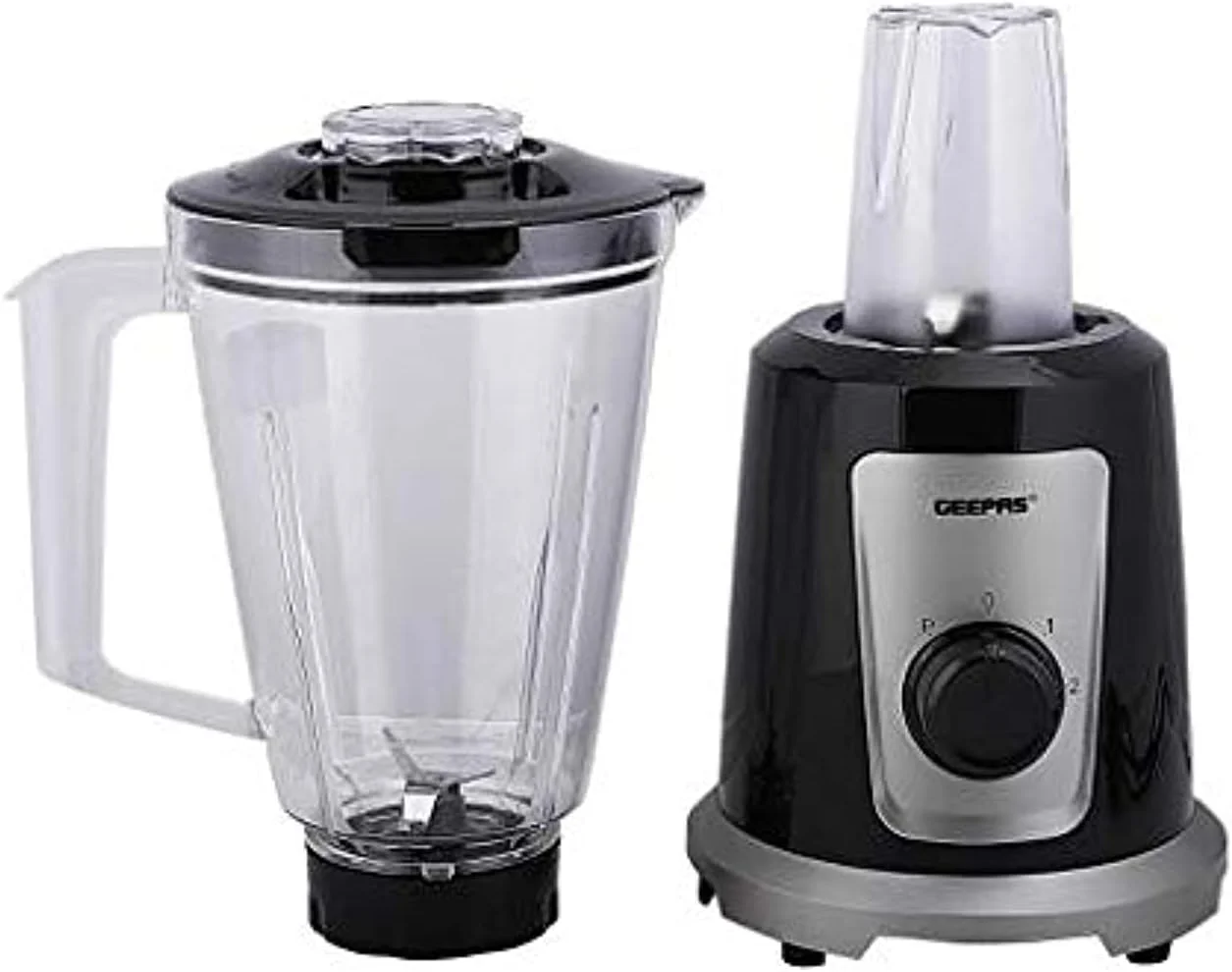 مخلوط کن چند منظوره 2 در 1 Geepas | ترکیبی عالی از تیغه های پرسرعت و توان 550 وات، مشکی، GSB44030