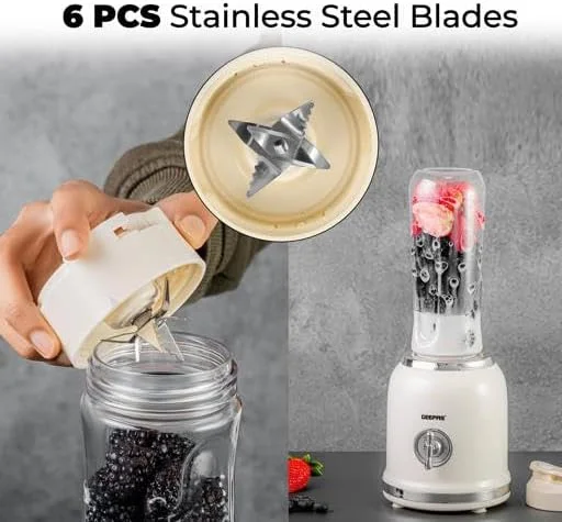 مخلوط کن شخصی Geepas مدل GSB44113 - موتور قدرتمند 300 واتی با 2 بطری تریتان بدون BPA، 600 میلی لیتر / بطری های شفاف و نشکن / ایده آل برای تهیه اسموتی، شیک پروتئین / 2 سال گارانتی مخلوط کن شخصی Geepas مدل GSB44113 - موتور قدرتمند 300 واتی با 2 بطری تریتان بدون BPA، 600 میلی لیتر / بطری های شفاف و نشکن / ایده آل برای تهیه اسموتی، شیک پروتئین / 2 سال گارانتی
