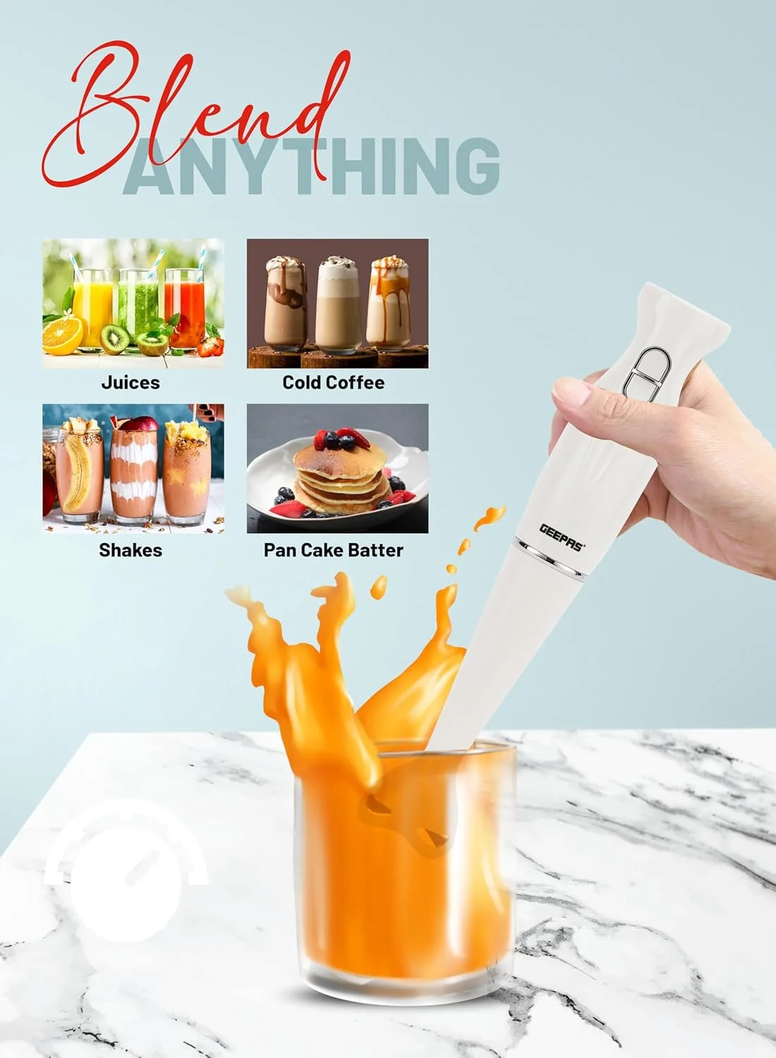 مخلوط کن دستی جیپاس 200 وات، 2 سرعته، تیغه استیل ضد زنگ، GHB6143 | موتور DC کم صدا | میله جداشدنی | ایده آل برای تهیه اسموتی، میلک شیک، غذای کودک | محافظ تیغه ضد پاشش مخلوط کن دستی جیپاس 200 وات، 2 سرعته، تیغه استیل ضد زنگ، GHB6143 | موتور DC کم صدا | میله جداشدنی | ایده آل برای تهیه اسموتی، میلک شیک، غذای کودک | محافظ تیغه ضد پاشش