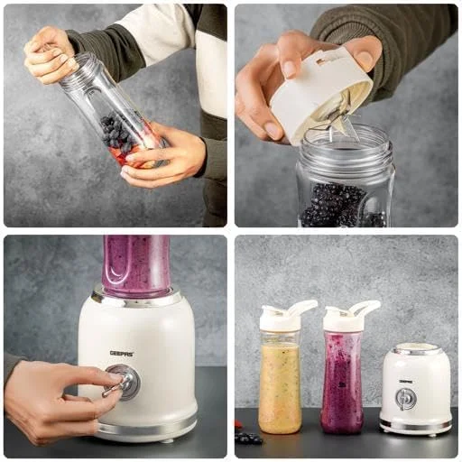 مخلوط کن شخصی Geepas مدل GSB44113 - موتور قدرتمند 300 واتی با 2 بطری تریتان بدون BPA، 600 میلی لیتر / بطری های شفاف و نشکن / ایده آل برای تهیه اسموتی، شیک پروتئین / 2 سال گارانتی مخلوط کن شخصی Geepas مدل GSB44113 - موتور قدرتمند 300 واتی با 2 بطری تریتان بدون BPA، 600 میلی لیتر / بطری های شفاف و نشکن / ایده آل برای تهیه اسموتی، شیک پروتئین / 2 سال گارانتی