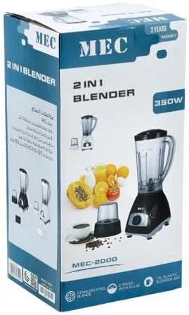مخلوط کن 2 در 1 Geepas، 350 وات، پارچ مخلوط کن پلاستیکی 1.5 لیتری، MEC2000 | 2 سرعت با کنترل پالس | محافظت در برابر گرمای بیش از حد | پایه های لاستیکی ضد لغزش | خردکن، آسیاب قهوه و اسموتی ساز مخلوط کن 2 در 1 Geepas، 350 وات، پارچ مخلوط کن پلاستیکی 1.5 لیتری، MEC2000 | 2 سرعت با کنترل پالس | محافظت در برابر گرمای بیش از حد | پایه های لاستیکی ضد لغزش | خردکن، آسیاب قهوه و اسموتی ساز
