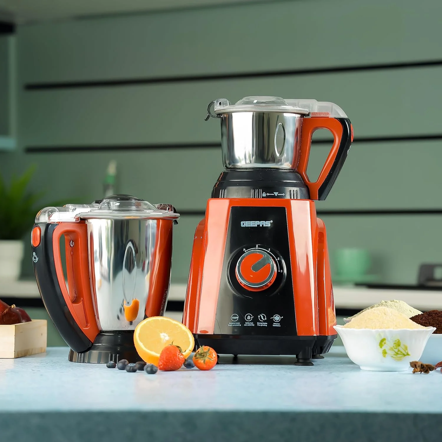 مخلوط کن آسیاب 3 در 1 جیپاس، 750 وات، تنظیمات 3 سرعته، GSB44040 | پارچ مخلوط کن و آسیاب 1.5 لیتری، پارچ چاتنی 0.5 لیتری | عملکرد پالس | آسیاب مرطوب و خشک مخلوط کن آسیاب 3 در 1 جیپاس، 750 وات، تنظیمات 3 سرعته، GSB44040 | پارچ مخلوط کن و آسیاب 1.5 لیتری، پارچ چاتنی 0.5 لیتری | عملکرد پالس | آسیاب مرطوب و خشک