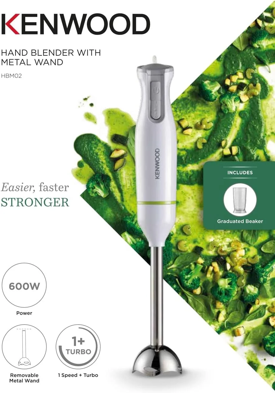 مخلوط کن دستی KENWOOD با میله فلزی 600 وات، دارای لیوان مدرج، عملکرد توربو، قابل جدا شدن برای تمیز کردن آسان مدل HBM02.001WH سفید/نقره ای مخلوط کن دستی KENWOOD با میله فلزی 600 وات، دارای لیوان مدرج، عملکرد توربو، قابل جدا شدن برای تمیز کردن آسان مدل HBM02.001WH سفید/نقره ای