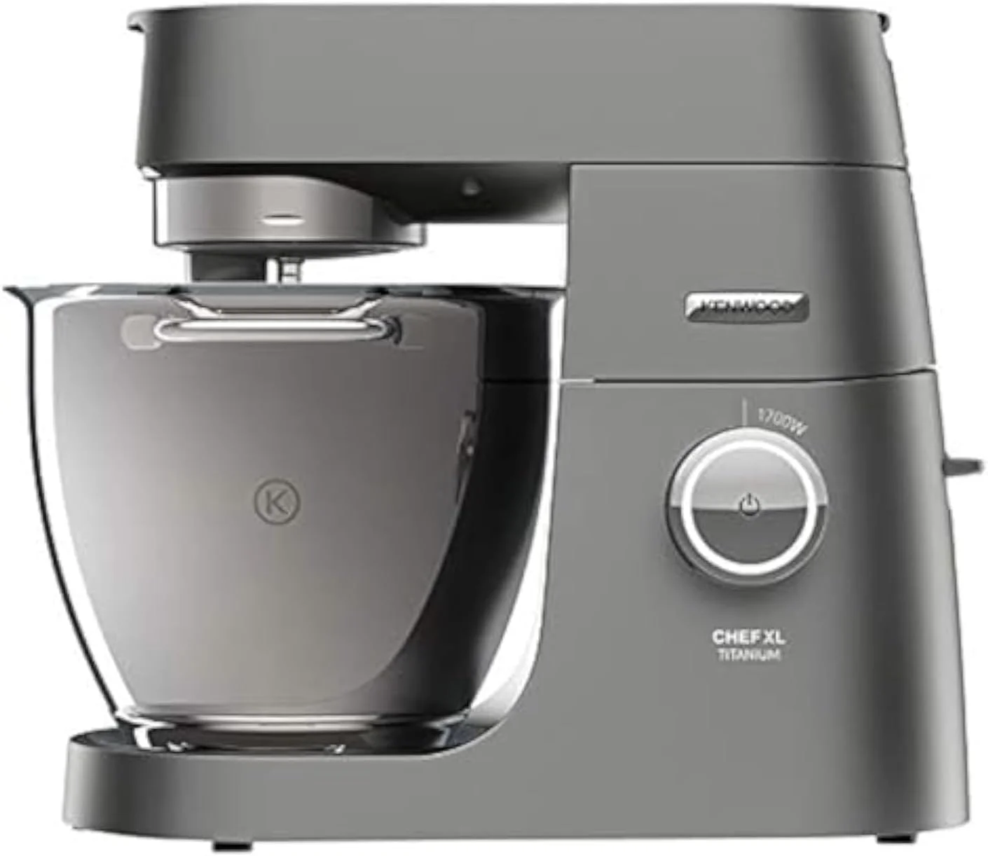 میکسر ایستاده کنوود مدل CHEF XL TITANIUM با بدنه فلزی، موتور 1700 وات، کاسه استیل 6.7 لیتری، 5 ابزار جانبی، مخلوط کن شیشه ای، چرخ گوشت و آسیاب چند منظوره KVL8430S نقره ای