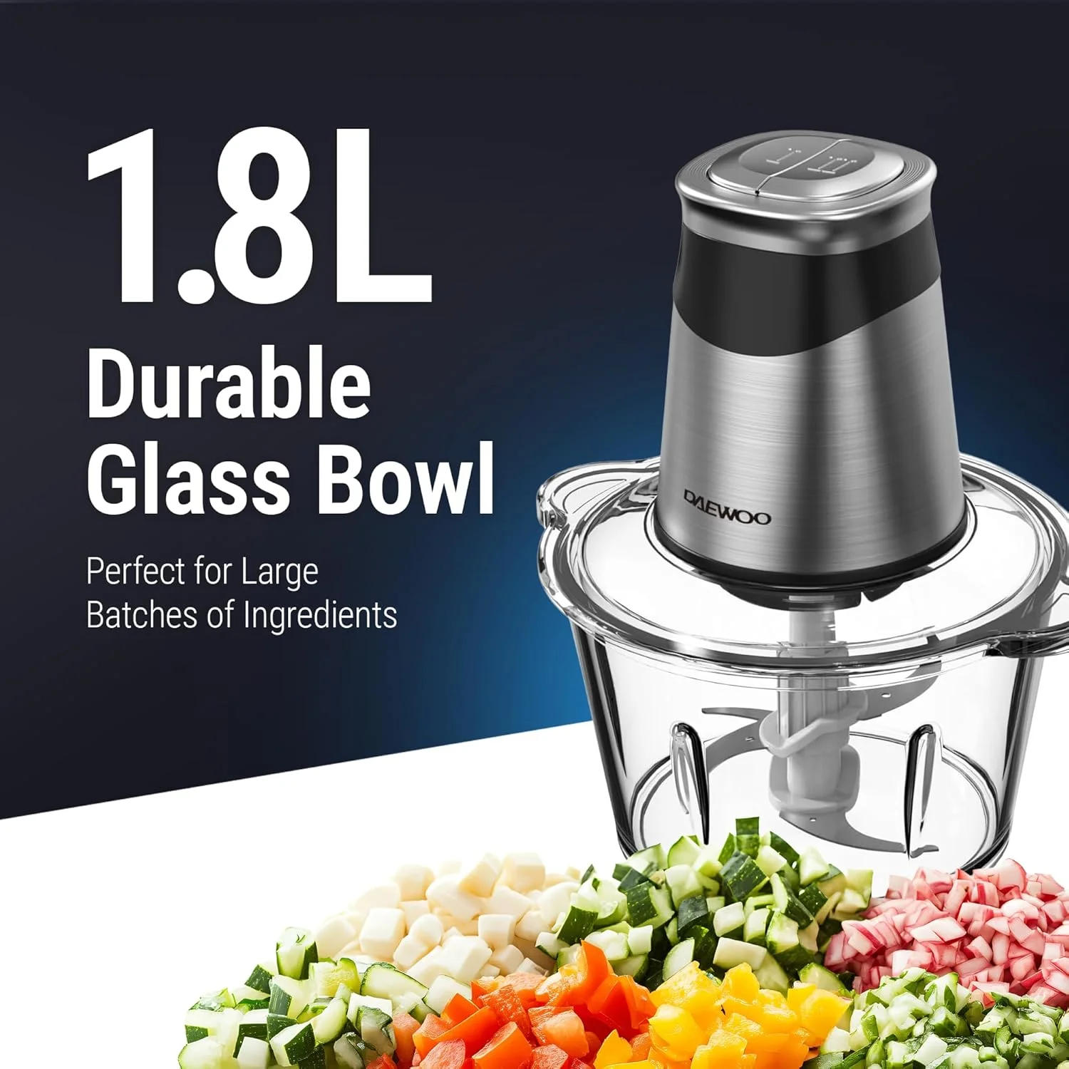 خردکن غذای دوو – مینی غذاساز با کاسه شیشه ای 1.8 لیتری بدون BPA، موتور 500 واتی با کنترل سرعت دوگانه، آسیاب گوشت و مخلوط کن برای میوه ها، سبزیجات، آجیل – DFC-217A – 2 سال گارانتی خردکن غذای دوو – مینی غذاساز با کاسه شیشه ای 1.8 لیتری بدون BPA، موتور 500 واتی با کنترل سرعت دوگانه، آسیاب گوشت و مخلوط کن برای میوه ها، سبزیجات، آجیل – DFC-217A – 2 سال گارانتی
