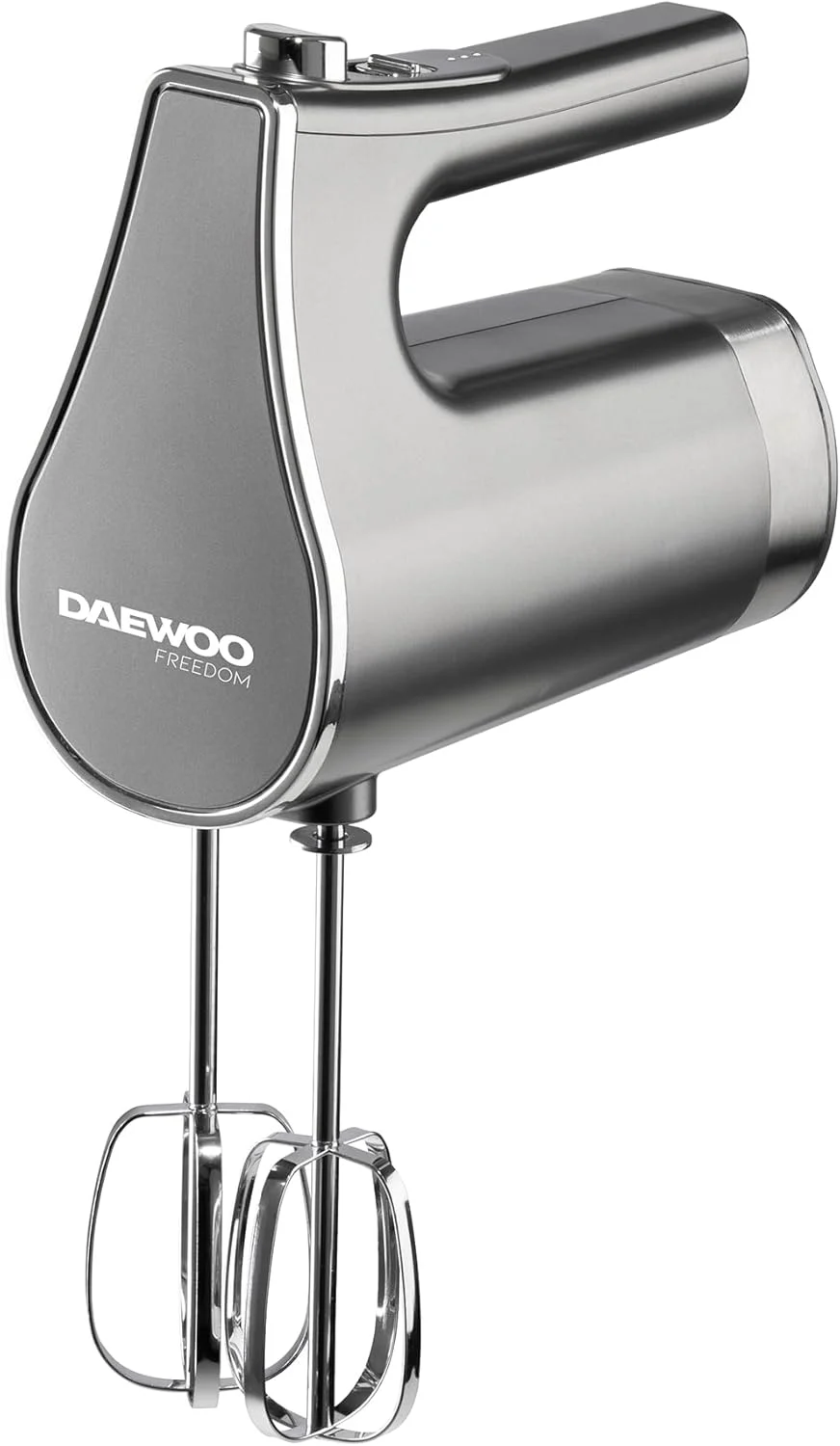 مخلوط کن دستی بی سیم Daewoo Freedom Pro، دارای همزن و میله های جداشدنی، شارژ سریع، نشانگرهای باتری، موتور قدرتمند، طراحی آلومینیومی برس خورده سبک وزن، قابل حمل