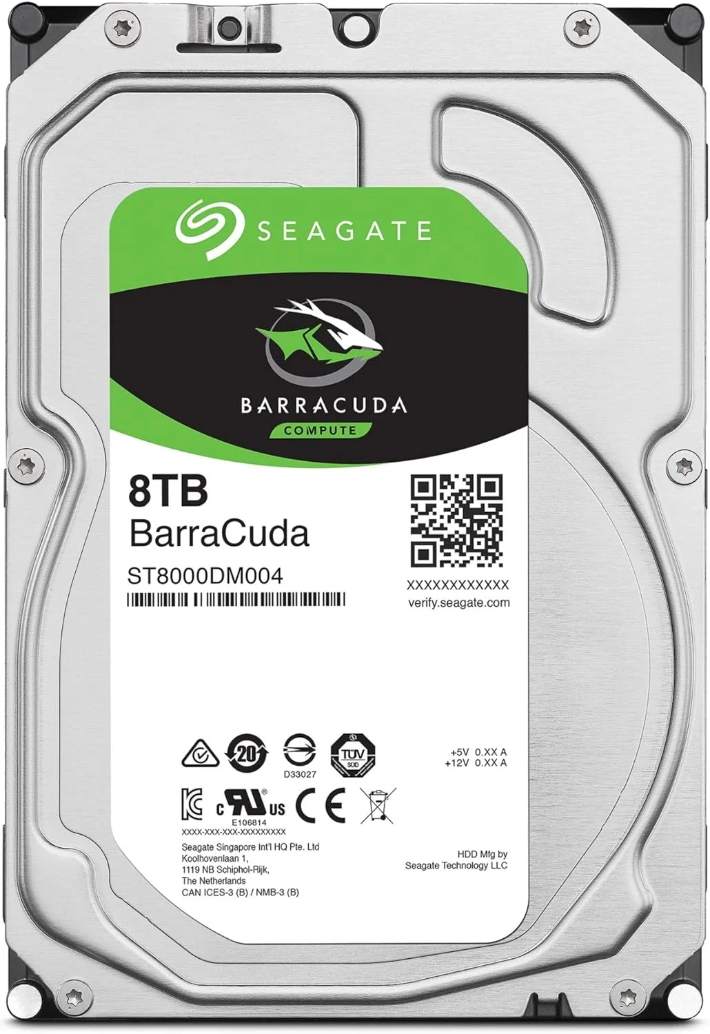 هارد دیسک داخلی سیگیت Barracuda با ظرفیت 8 ترابایت، 3.5 اینچ، 5400 دور در دقیقه، 256 مگابایت حافظه کش، SATA 6 گیگابیت بر ثانیه - ST8000DM004