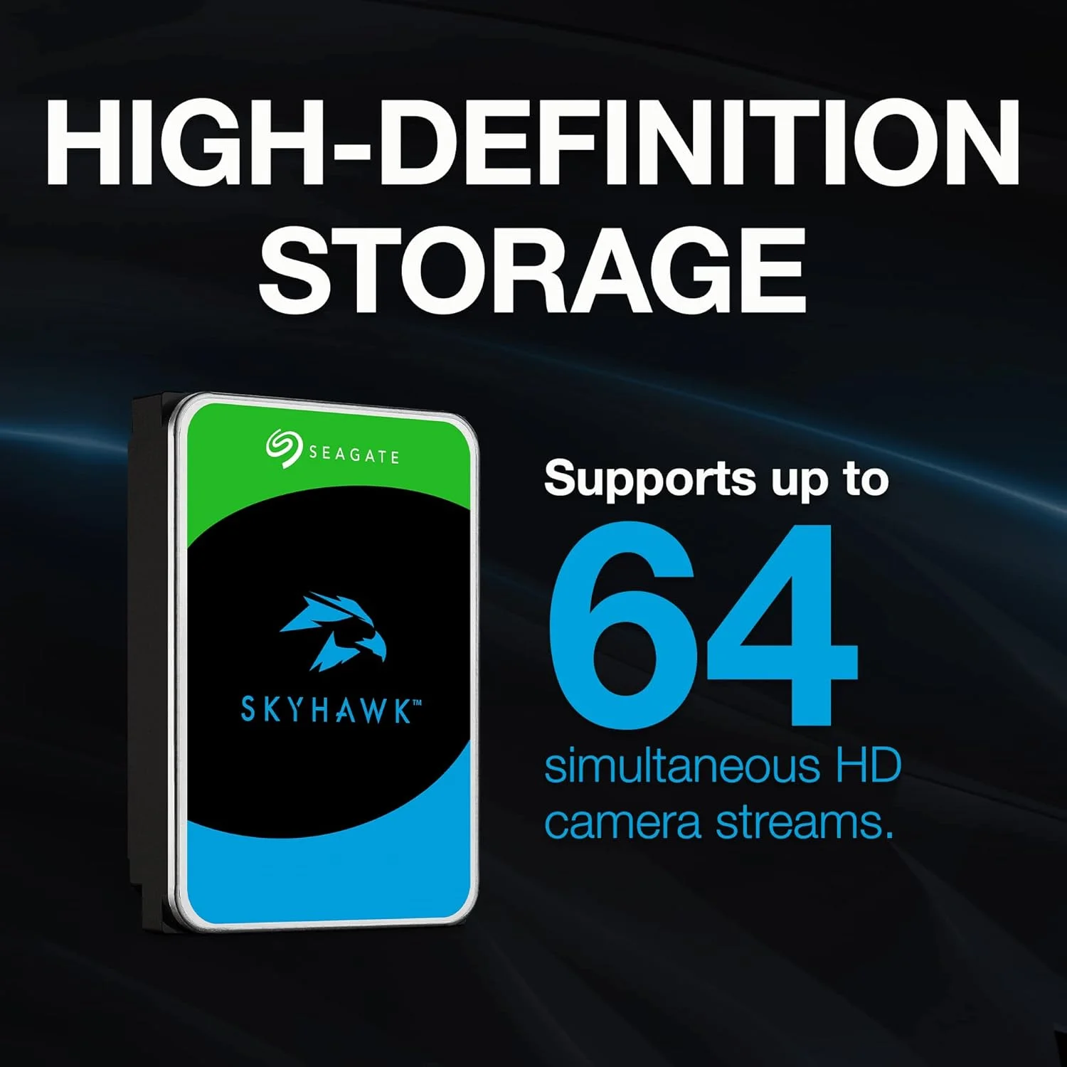 هارد دیسک داخلی 8 ترابایتی Seagate Skyhawk، مخصوص ضبط ویدیو - 3.5 اینچ، SATA 6Gb/s، 256 مگابایت حافظه کش، برای سیستم دوربین مداربسته DVR NVR مدل FFP (ST8000VXZ10)