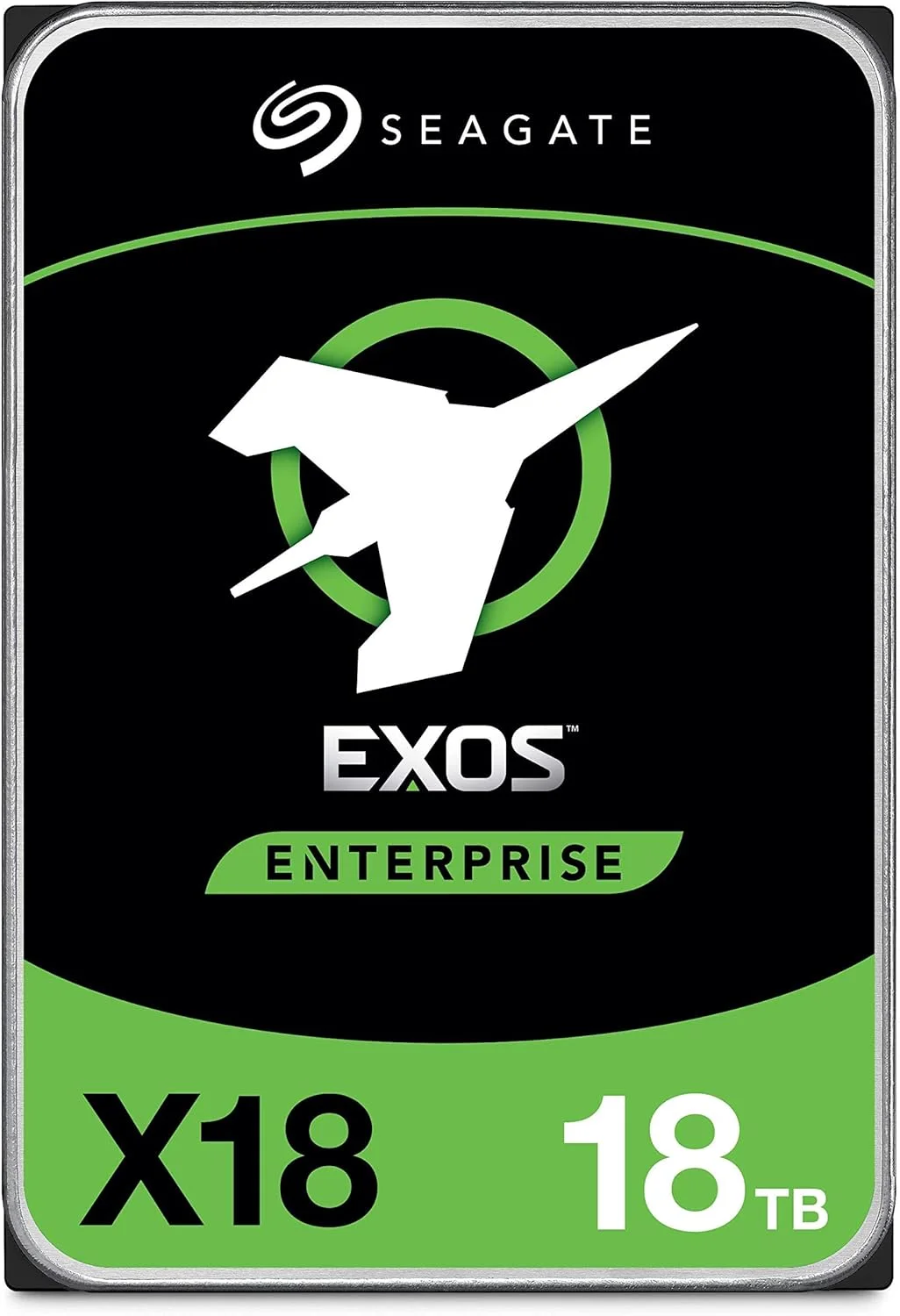 هارد دیسک اینترپرایز 18 ترابایتی سیگیت Exos X18 - CMR 3.5 اینچی Hyperscale SATA 6Gb/s، 7200 RPM، 512e و 4Kn FastFormat، تاخیر کم با کش پیشرفته (ST18000NM000J)