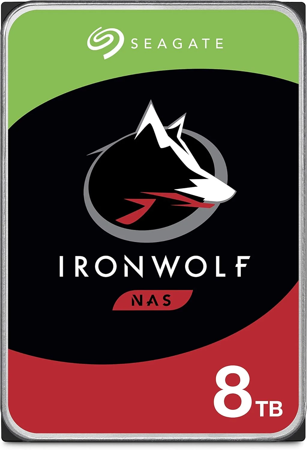 هارد دیسک داخلی سیگیت IronWolf با ظرفیت 8 ترابایت، مناسب NAS، هارد HDD، سایز 3.5 اینچ، سرعت 7200 دور در دقیقه، CMR، حافظه کش 256 مگابایت، SATA 6 گیگابیت بر ثانیه، مدل: ST8000VN004