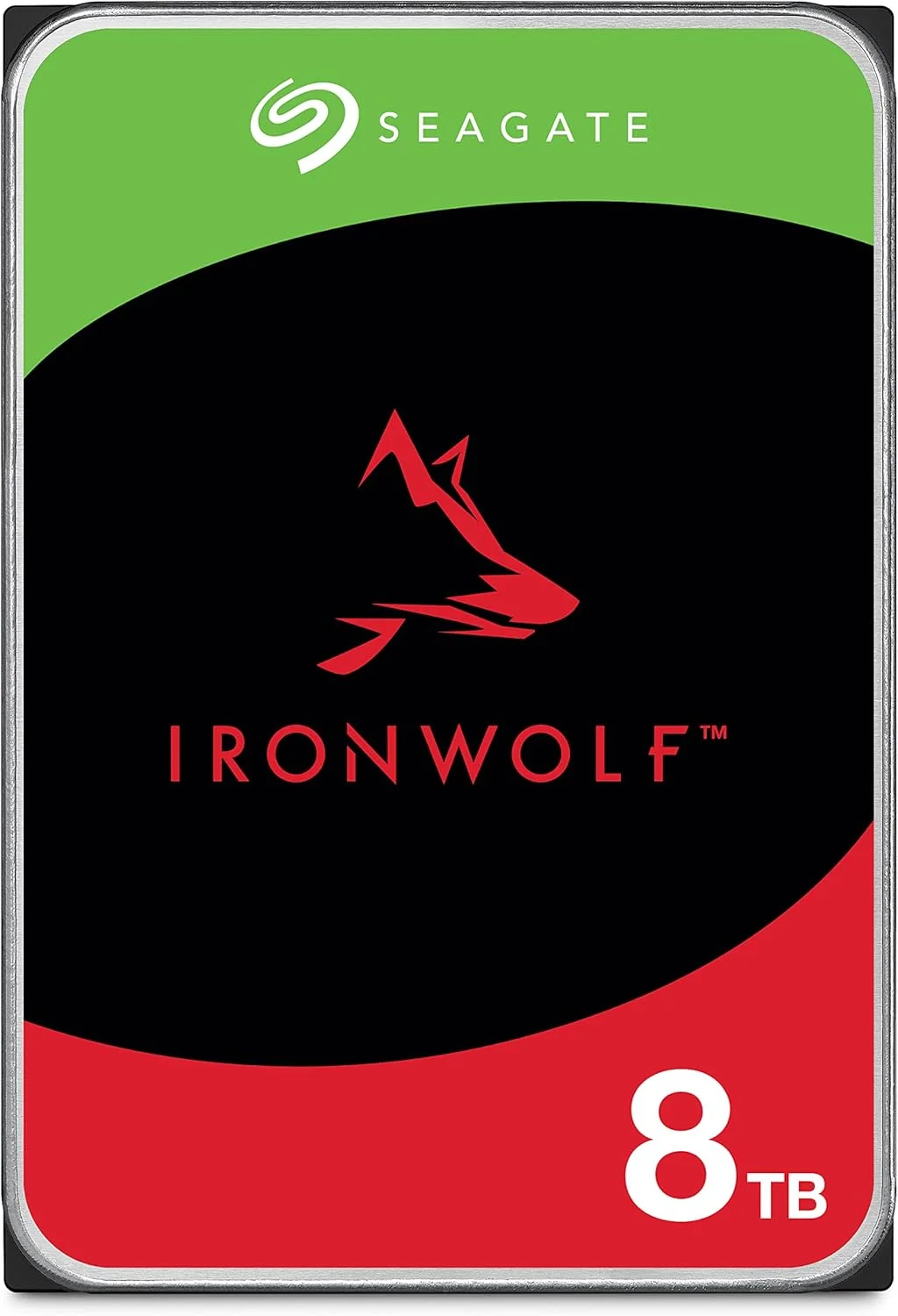 هارد دیسک داخلی سیگیت IronWolf 3.5 اینچی 8 ترابایت با 3 سال گارانتی، سرعت 6 گیگابیت بر ثانیه، 256 مگابایت حافظه کش، سرعت چرخش 7200 دور در دقیقه، خدمات 24 ساعته برای PC NAS RV Sensor مدل ST8000VN004