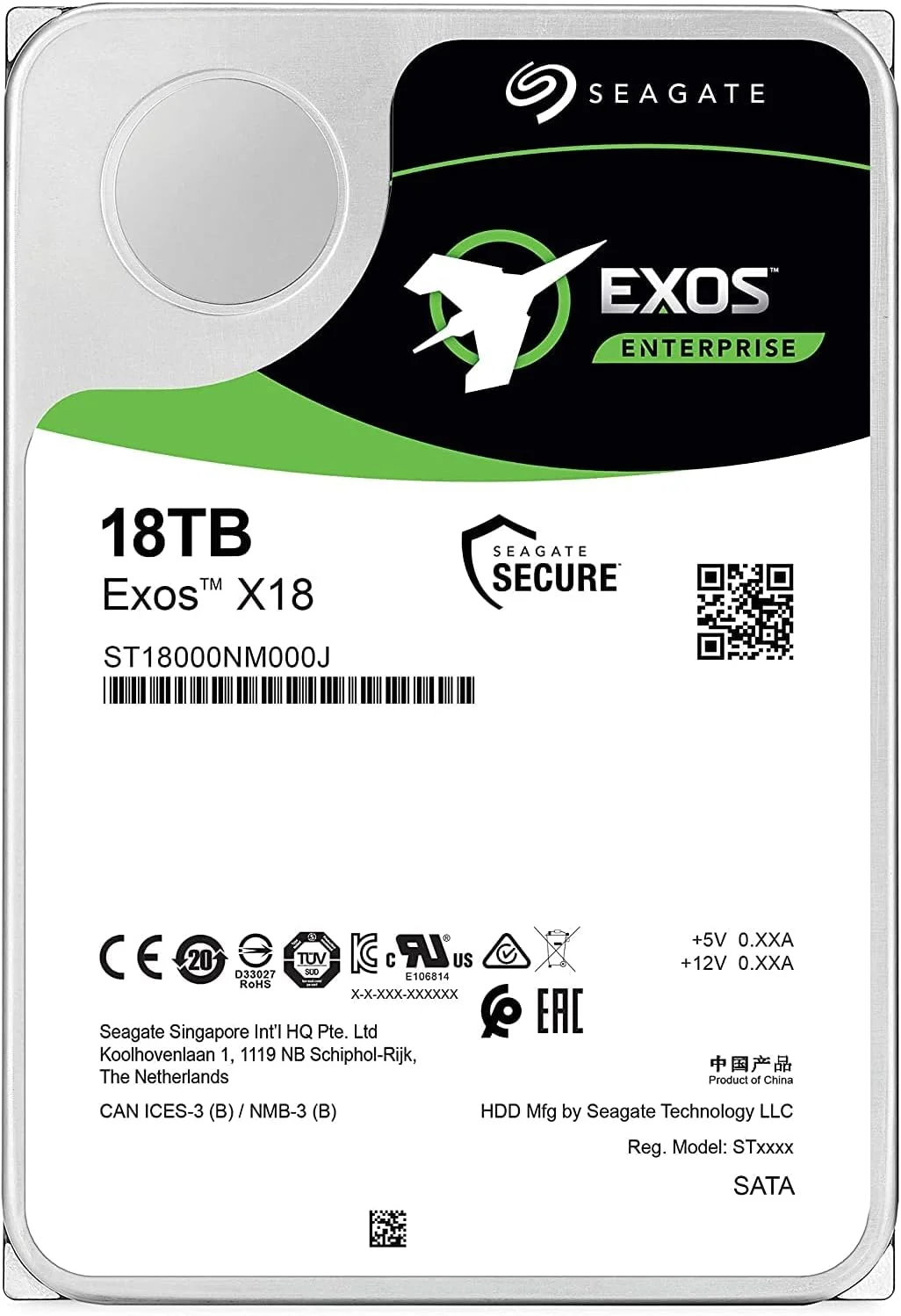 هارد دیسک اینترپرایز 18 ترابایتی سیگیت Exos X18 - CMR 3.5 اینچی Hyperscale SATA 6Gb/s، 7200 RPM، 512e و 4Kn FastFormat، تاخیر کم با کش پیشرفته (ST18000NM000J) هارد دیسک اینترپرایز 18 ترابایتی سیگیت Exos X18 - CMR 3.5 اینچی Hyperscale SATA 6Gb/s، 7200 RPM، 512e و 4Kn FastFormat، تاخیر کم با کش پیشرفته (ST18000NM000J)