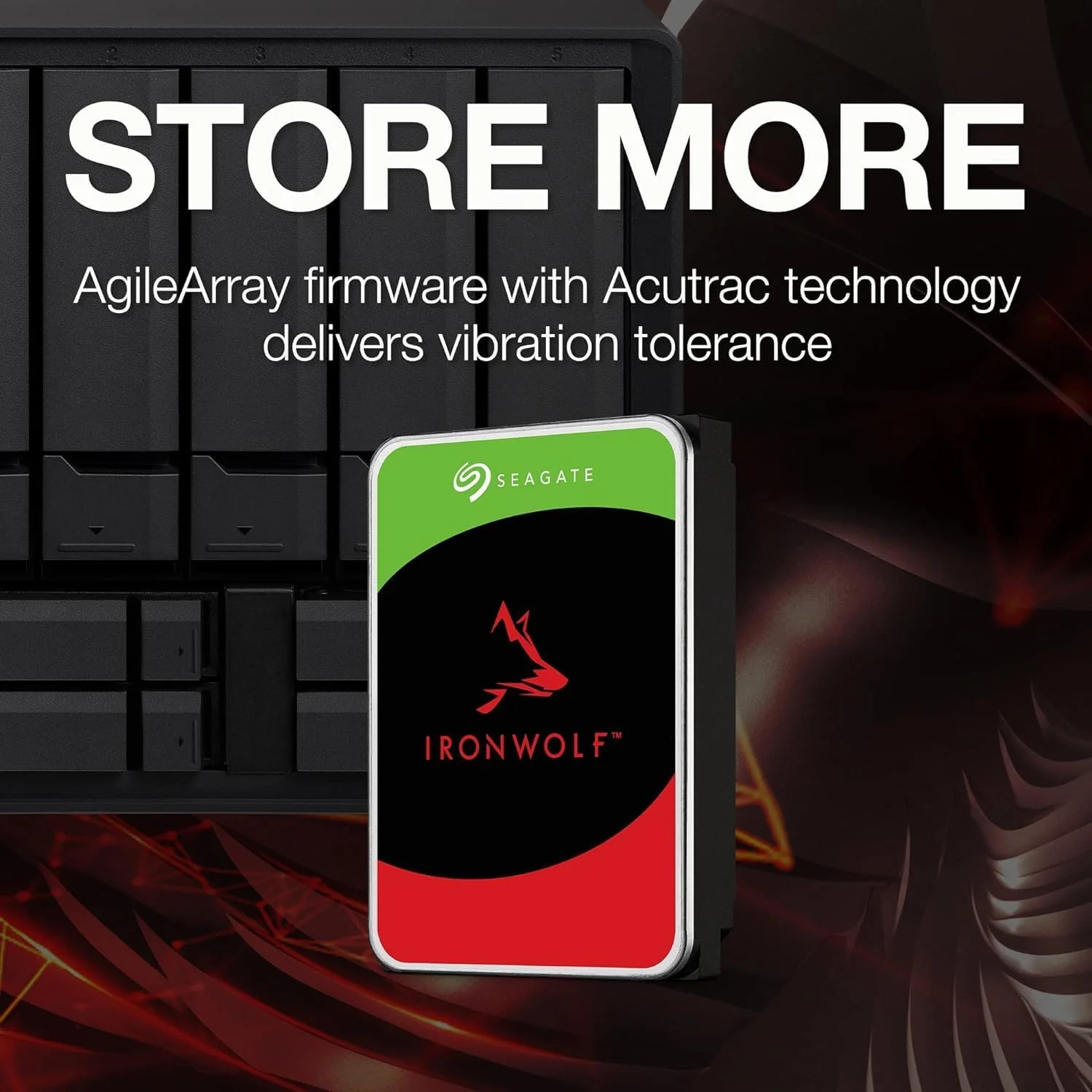 هارد دیسک داخلی سیگیت IronWolf با ظرفیت 8 ترابایت، مناسب NAS، هارد HDD، سایز 3.5 اینچ، سرعت 7200 دور در دقیقه، CMR، حافظه کش 256 مگابایت، SATA 6 گیگابیت بر ثانیه، مدل: ST8000VN004