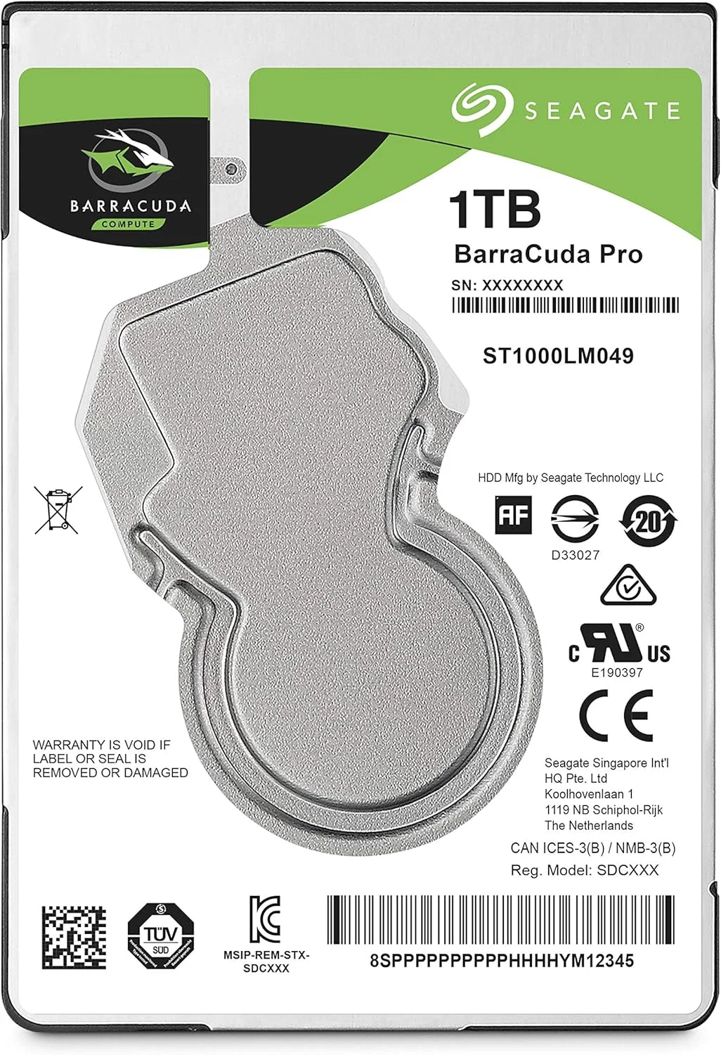 هارد دیسک داخلی سیگیت BarraCuda Pro، 1 ترابایت HDD، 2.5 اینچ، 128 مگابایت کش، SATA 6 گیگابیت بر ثانیه، نقره ای، مدل: ST1000LM049