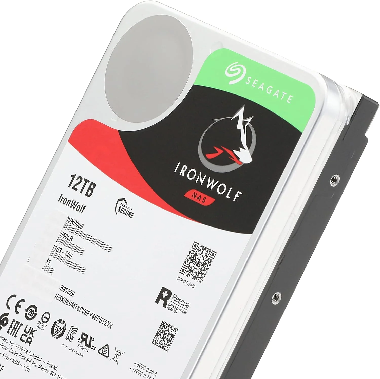 هارد دیسک داخلی سیگیت IronWolf 3.5 اینچی 12 ترابایت با 3 سال گارانتی، 256 مگابایت حافظه کش، سرعت 7200 دور در دقیقه، خدمات 24 ساعته برای PC NAS RV Sensor مدل ST12000VN0008