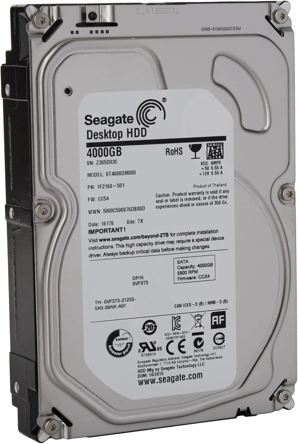 هارد دسکتاپ سیگیت 4 ترابایت SATA 6Gb/s با 64 مگابایت حافظه کش 3.5 اینچی اینترنال (ST4000DM000) (بازسازی شده) 4TB ST4000DM000-cr