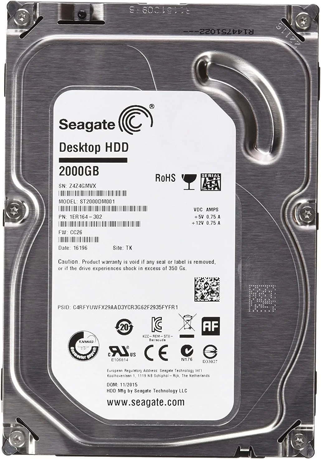 هارد دیسک داخلی سیگیت Desktop 3.5 اینچی 2 ترابایت 7200 دور در دقیقه 64 مگابایت 6 گیگابیت بر ثانیه SATA