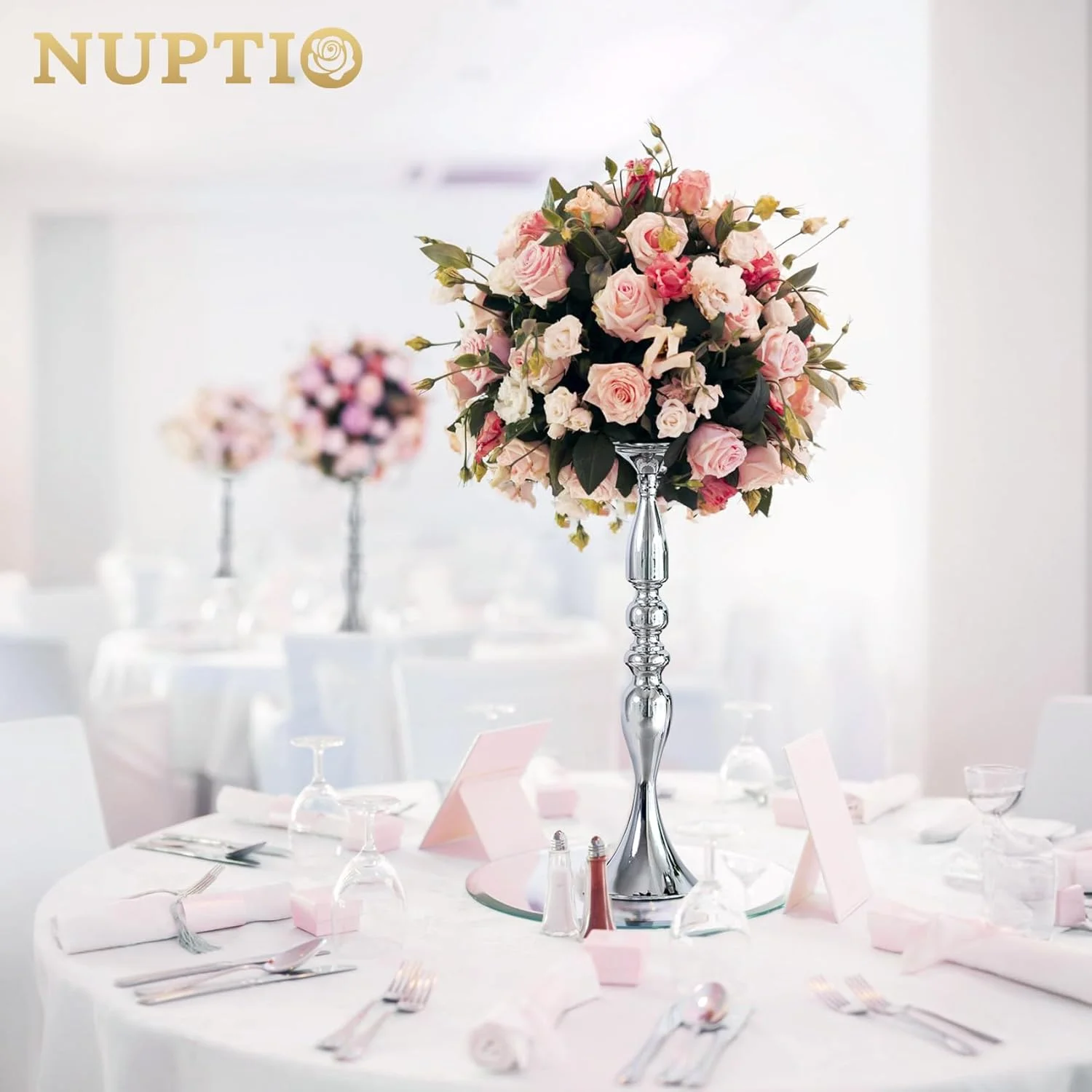 جاشمعی و استند گل فلزی NUPTIO، ست شمعدان برای دکوراسیون میز شام عروسی، مهمانی، رویداد، راهرو، رستوران و هتل (نقره ای، ارتفاع 50 سانتی متر، 2 عدد) جاشمعی و استند گل فلزی NUPTIO، ست شمعدان برای دکوراسیون میز شام عروسی، مهمانی، رویداد، راهرو، رستوران و هتل (نقره ای، ارتفاع 50 سانتی متر، 2 عدد)
