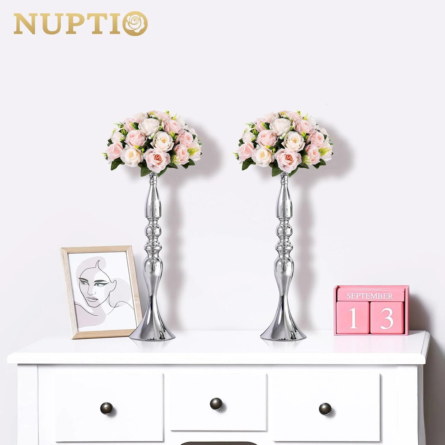 جاشمعی و استند گل فلزی NUPTIO، ست شمعدان برای دکوراسیون میز شام عروسی، مهمانی، رویداد، راهرو، رستوران و هتل (نقره ای، ارتفاع 50 سانتی متر، 2 عدد) جاشمعی و استند گل فلزی NUPTIO، ست شمعدان برای دکوراسیون میز شام عروسی، مهمانی، رویداد، راهرو، رستوران و هتل (نقره ای، ارتفاع 50 سانتی متر، 2 عدد)