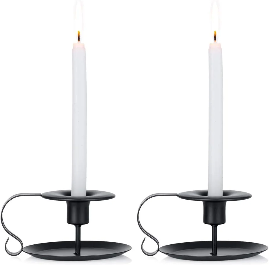 جاشمعی مخروطی شکل آهن فرفورژه قدیمی 2 عددی، شمعدان دسته دار و سینی دار برای تزئین شمعدان، اتاق رستوران کریسمس جاشمعی مخروطی شکل آهن فرفورژه قدیمی 2 عددی، شمعدان دسته دار و سینی دار برای تزئین شمعدان، اتاق رستوران کریسمس