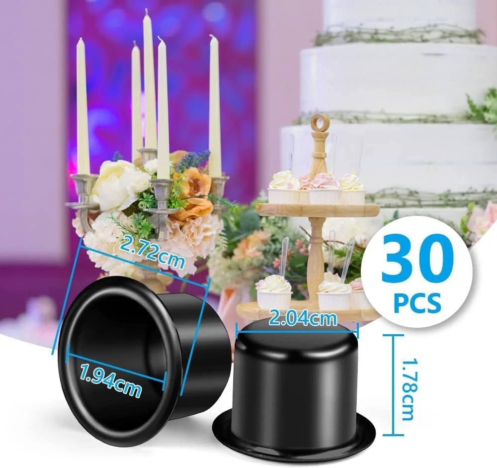 ست 30 عددی جاشمعی فلزی کوچک، فنجان های شمع آلومینیومی مشکی برای ساخت شمع DIY، جاشمعی های کوچک برای دکوراسیون منزل، تولد، شکرگزاری، روز ولنتاین، تزئینات کریسمس ست 30 عددی جاشمعی فلزی کوچک، فنجان های شمع آلومینیومی مشکی برای ساخت شمع DIY، جاشمعی های کوچک برای دکوراسیون منزل، تولد، شکرگزاری، روز ولنتاین، تزئینات کریسمس