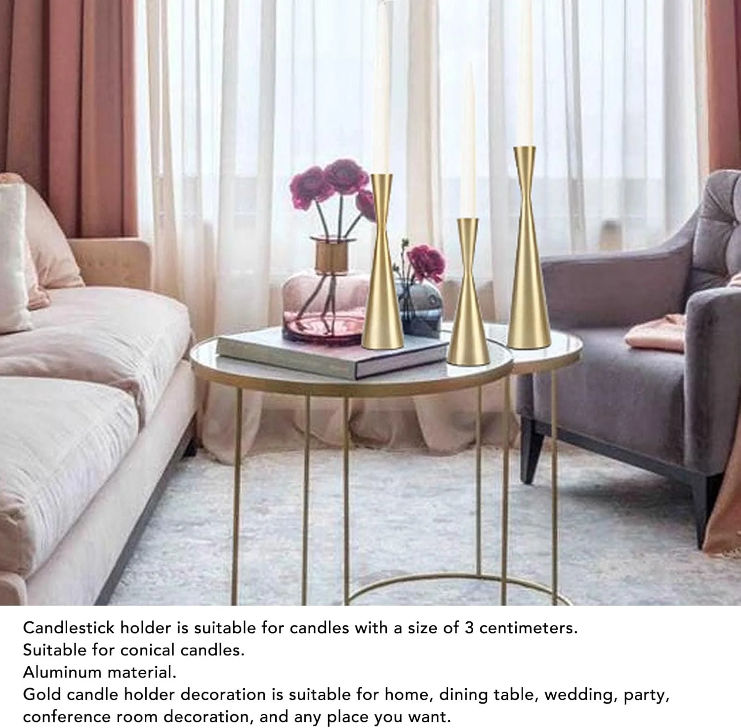 جاشمعی هندسی طلایی آلومینیومی بلند برای رویدادهای عاشقانه، عروسی ها، مهمانی ها، ظرافت اروپایی و درخشش درخشان، طراحی شیک (S 6 X 19cm / 2.36 X جاشمعی هندسی طلایی آلومینیومی بلند برای رویدادهای عاشقانه، عروسی ها، مهمانی ها، ظرافت اروپایی و درخشش درخشان، طراحی شیک (S 6 X 19cm / 2.36 X