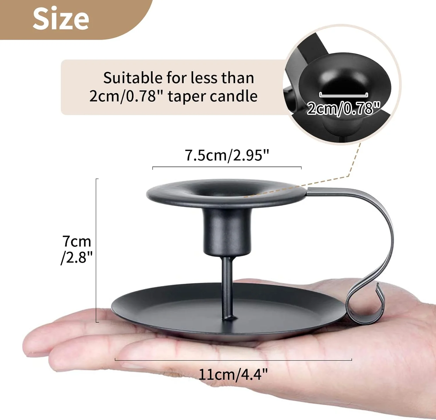 جاشمعی مخروطی شکل آهن فرفورژه قدیمی 2 عددی، شمعدان دسته دار و سینی دار برای تزئین شمعدان، اتاق رستوران کریسمس جاشمعی مخروطی شکل آهن فرفورژه قدیمی 2 عددی، شمعدان دسته دار و سینی دار برای تزئین شمعدان، اتاق رستوران کریسمس