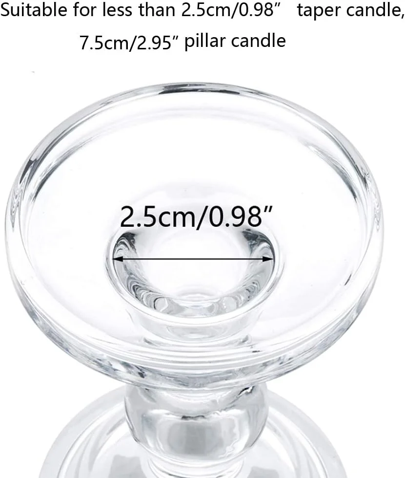 NUPTIO ست 3 تایی جا شمعی شیشه ای شفاف برای شمع های استوانه ای و شمعی 75 میلی متری، 2 کاربرد برای جا شمعی برای دکوراسیون منزل عروسی، شمعدان NUPTIO ست 3 تایی جا شمعی شیشه ای شفاف برای شمع های استوانه ای و شمعی 75 میلی متری، 2 کاربرد برای جا شمعی برای دکوراسیون منزل عروسی، شمعدان