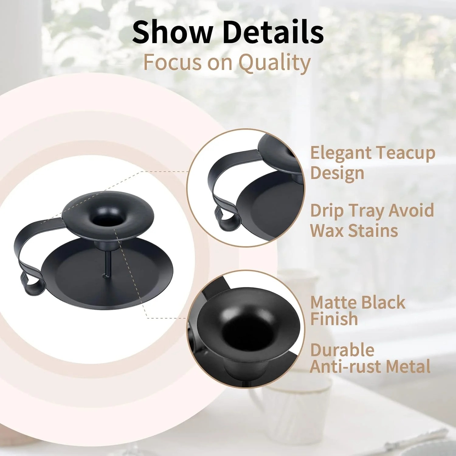 جاشمعی مخروطی شکل آهن فرفورژه قدیمی 2 عددی، شمعدان دسته دار و سینی دار برای تزئین شمعدان، اتاق رستوران کریسمس جاشمعی مخروطی شکل آهن فرفورژه قدیمی 2 عددی، شمعدان دسته دار و سینی دار برای تزئین شمعدان، اتاق رستوران کریسمس