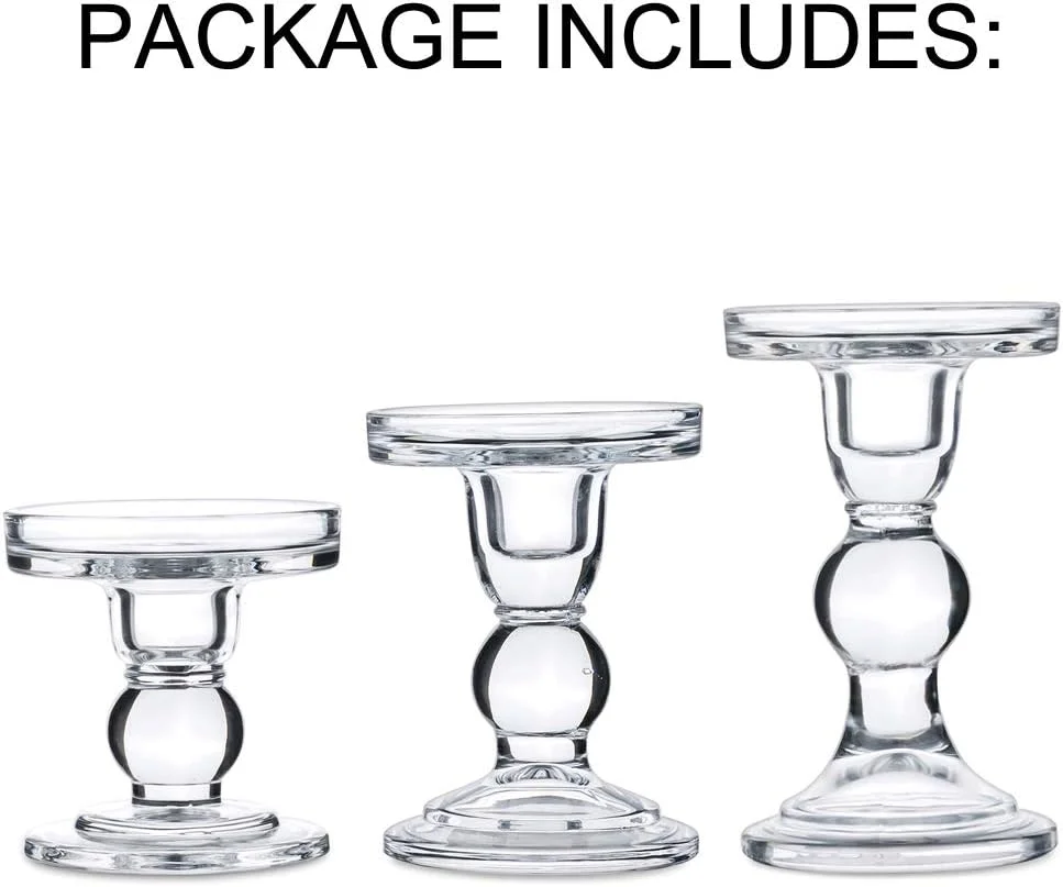 NUPTIO ست 3 تایی جا شمعی شیشه ای شفاف برای شمع های استوانه ای و شمعی 75 میلی متری، 2 کاربرد برای جا شمعی برای دکوراسیون منزل عروسی، شمعدان NUPTIO ست 3 تایی جا شمعی شیشه ای شفاف برای شمع های استوانه ای و شمعی 75 میلی متری، 2 کاربرد برای جا شمعی برای دکوراسیون منزل عروسی، شمعدان