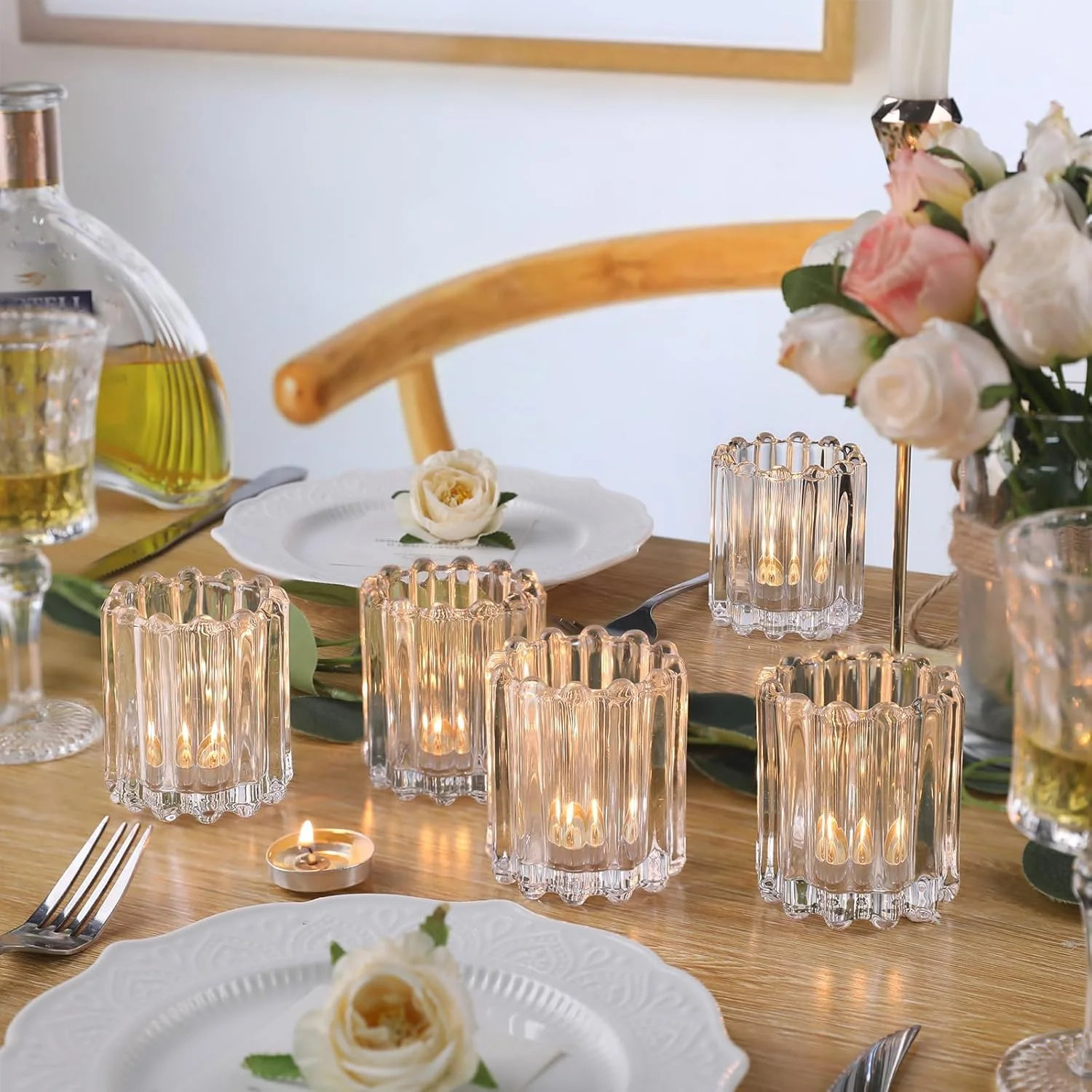 جاشمعی شیشه ای شفاف وارمر، ست 6 عددی جاشمعی وارمر دنده دار، جاشمعی چراغ چای برای دکور میز شام مهمانی عروسی جاشمعی شیشه ای شفاف وارمر، ست 6 عددی جاشمعی وارمر دنده دار، جاشمعی چراغ چای برای دکور میز شام مهمانی عروسی