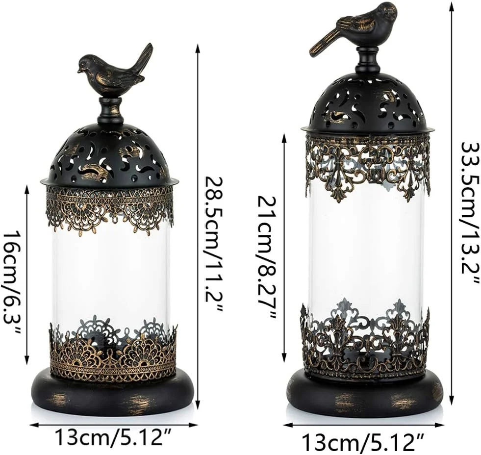 جاشمعی های شمعدانی NUPTIO مدل Vintage، جاشمعی آهنی فرفورژه مراکشی، تزیینات زینتی برای شومینه، جاشمعی برای میز اتاق نشیمن، بالکن، باغ، 2 عدد جاشمعی های شمعدانی NUPTIO مدل Vintage، جاشمعی آهنی فرفورژه مراکشی، تزیینات زینتی برای شومینه، جاشمعی برای میز اتاق نشیمن، بالکن، باغ، 2 عدد