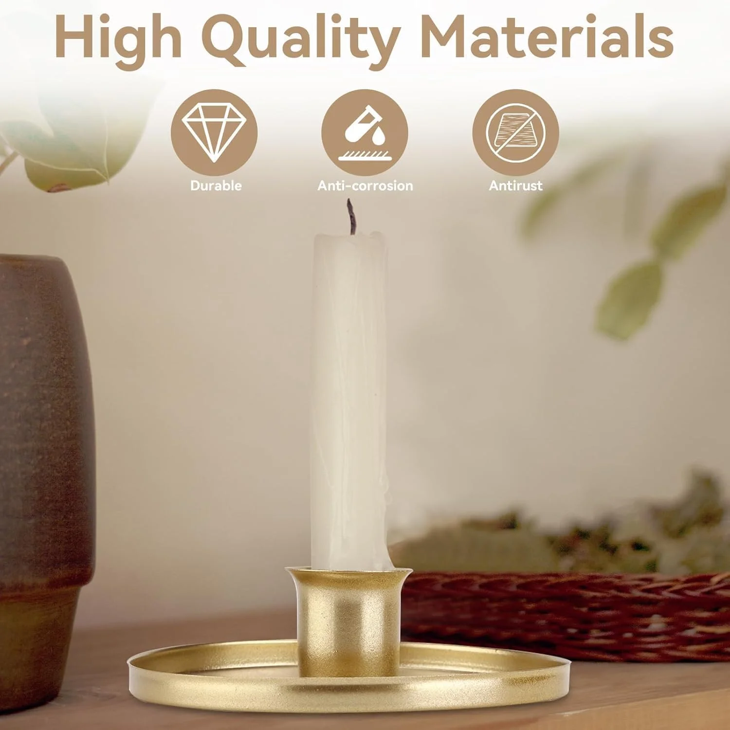 جاشمعی فلزی باریک KASTWAVE، 2 عدد جاشمعی شمعدانی آهنی یکپارچهسازی با سیستمعامل با دسته، جاشمعی اضطراری (طلایی) جاشمعی فلزی باریک KASTWAVE، 2 عدد جاشمعی شمعدانی آهنی یکپارچهسازی با سیستمعامل با دسته، جاشمعی اضطراری (طلایی)