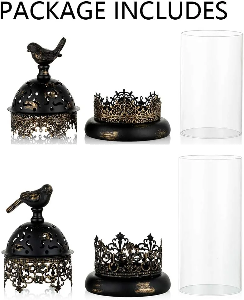 جاشمعی های شمعدانی NUPTIO مدل Vintage، جاشمعی آهنی فرفورژه مراکشی، تزیینات زینتی برای شومینه، جاشمعی برای میز اتاق نشیمن، بالکن، باغ، 2 عدد جاشمعی های شمعدانی NUPTIO مدل Vintage، جاشمعی آهنی فرفورژه مراکشی، تزیینات زینتی برای شومینه، جاشمعی برای میز اتاق نشیمن، بالکن، باغ، 2 عدد