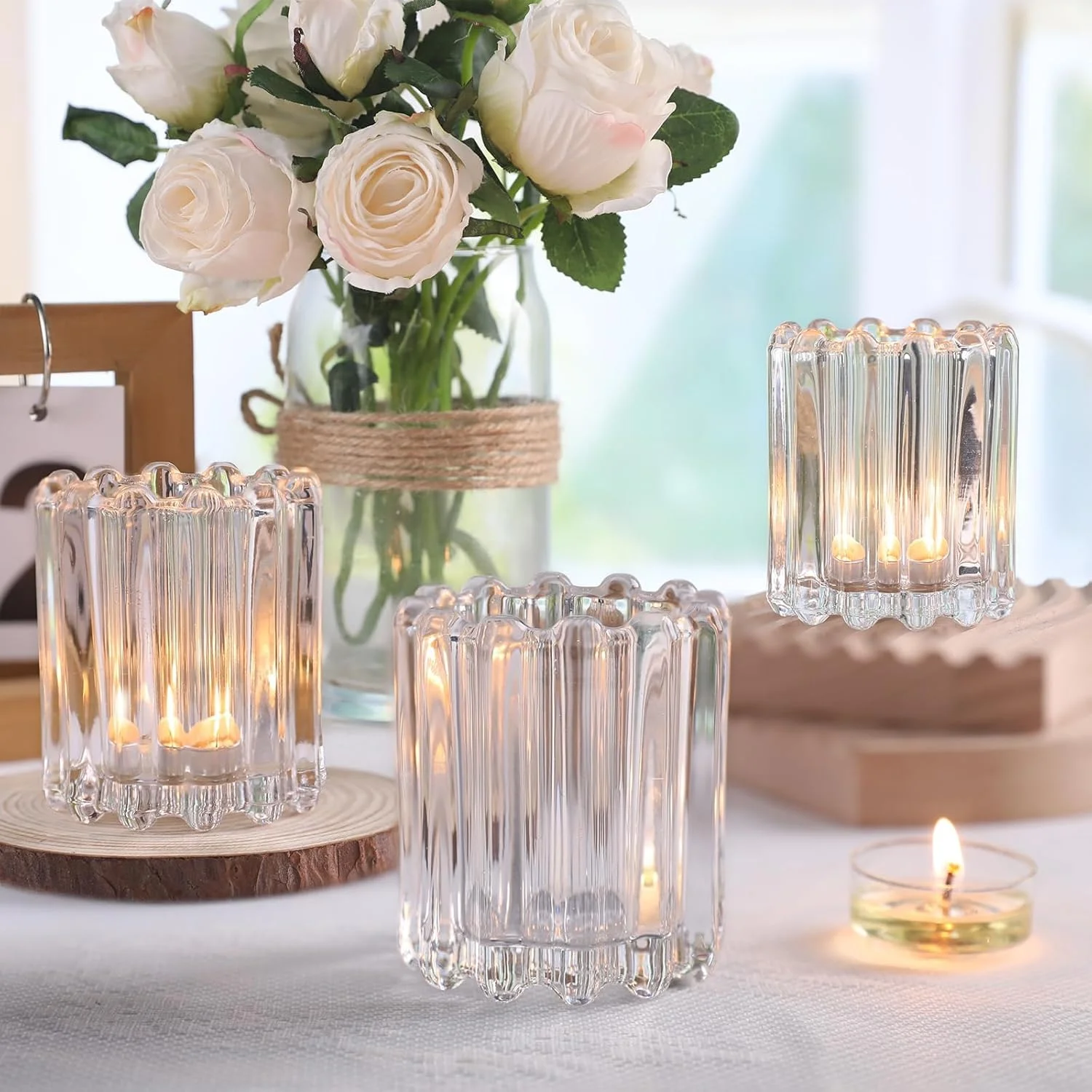 جاشمعی شیشه ای شفاف وارمر، ست 6 عددی جاشمعی وارمر دنده دار، جاشمعی چراغ چای برای دکور میز شام مهمانی عروسی جاشمعی شیشه ای شفاف وارمر، ست 6 عددی جاشمعی وارمر دنده دار، جاشمعی چراغ چای برای دکور میز شام مهمانی عروسی
