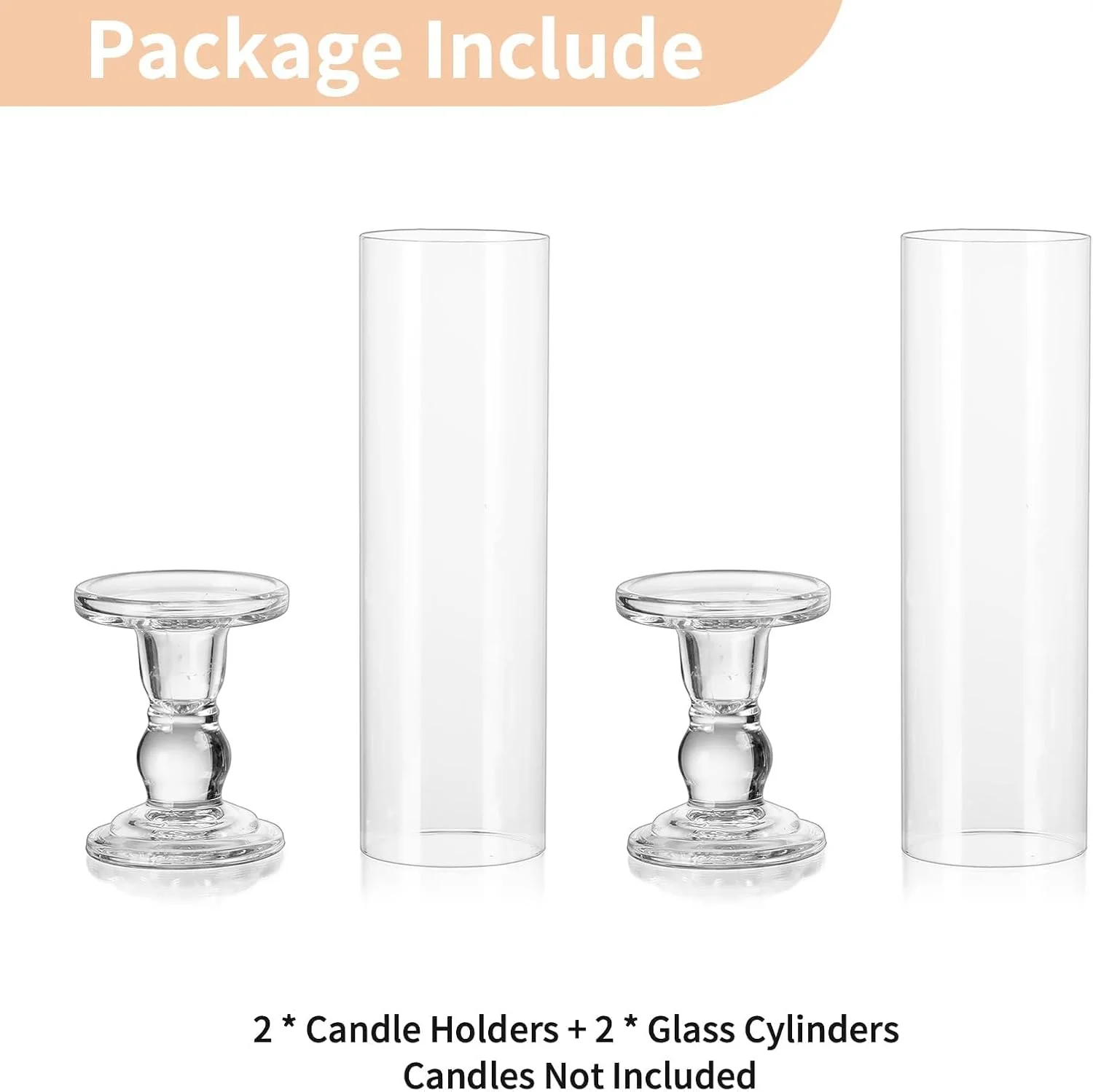 جا شمعی شیشه ای مدل Hurricane، ست 2 عددی جا شمعی 35 سانتی متری با روکش استوانه ای شفاف بدون ته، پایه نگهدارنده شمعدان شفاف ضد باد برای کریسمس، عروسی، شومینه، دیوالی جا شمعی شیشه ای مدل Hurricane، ست 2 عددی جا شمعی 35 سانتی متری با روکش استوانه ای شفاف بدون ته، پایه نگهدارنده شمعدان شفاف ضد باد برای کریسمس، عروسی، شومینه، دیوالی