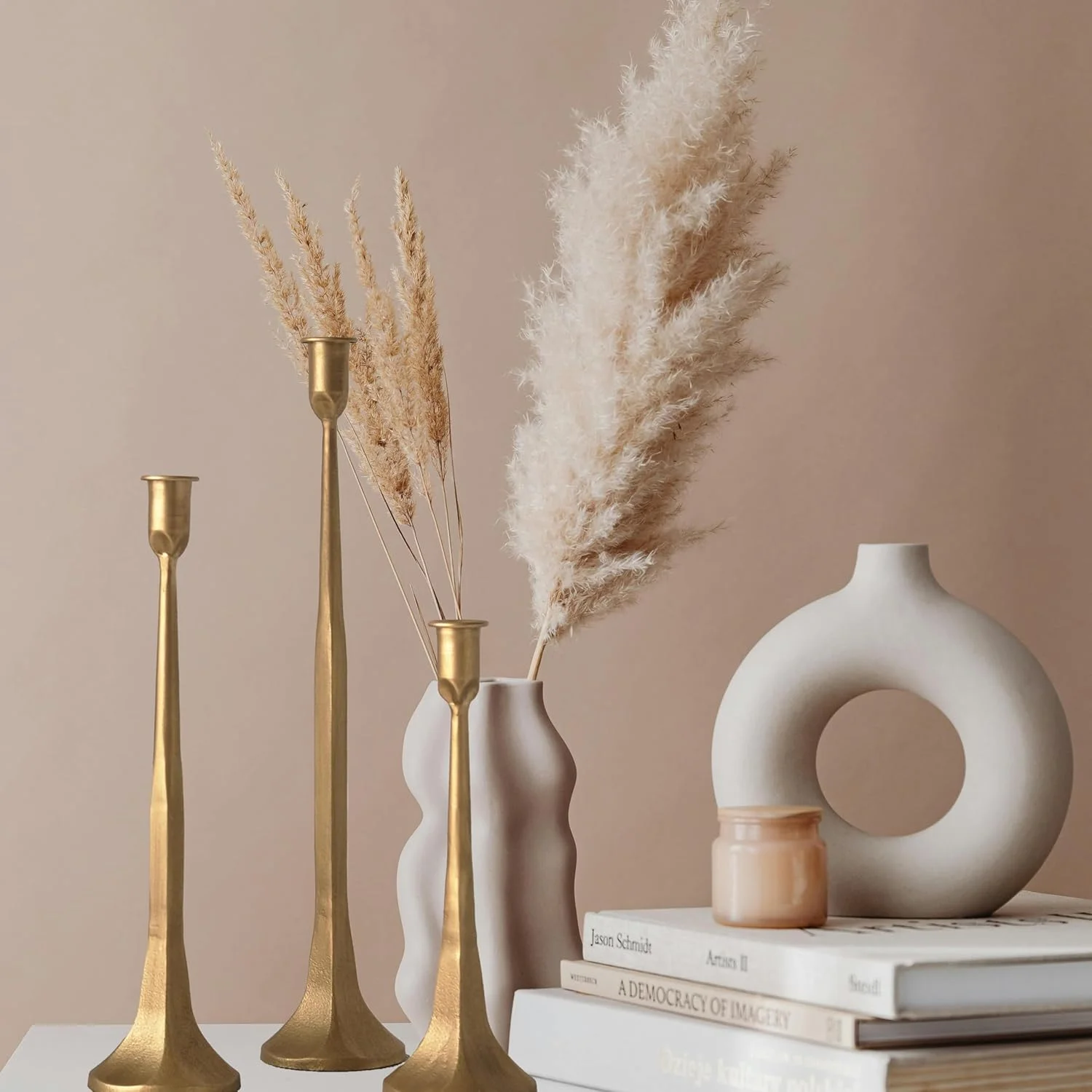 جاشمعی مخروطی فلزی KASTWAVE، ست 3 عددی شمعدان طلایی تزئینی، پایه شمع باریک، ست بلند برای عروسی، میز غذاخوری، دکوراسیون منزل، مهمانی - برنج عتیقه جاشمعی مخروطی فلزی KASTWAVE، ست 3 عددی شمعدان طلایی تزئینی، پایه شمع باریک، ست بلند برای عروسی، میز غذاخوری، دکوراسیون منزل، مهمانی - برنج عتیقه