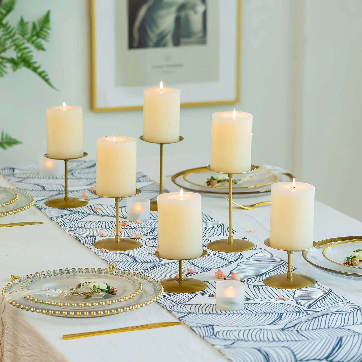 جاشمعی KASTWAVE - ست 6 عددی شمعدان، صفحه آهنی، مینیمالیسم، مدرن، دکوراسیون منزل، شومینه، میز غذاخوری، دکوری برای عروسی، مهمانی، رویدادها، طلایی جاشمعی KASTWAVE - ست 6 عددی شمعدان، صفحه آهنی، مینیمالیسم، مدرن، دکوراسیون منزل، شومینه، میز غذاخوری، دکوری برای عروسی، مهمانی، رویدادها، طلایی