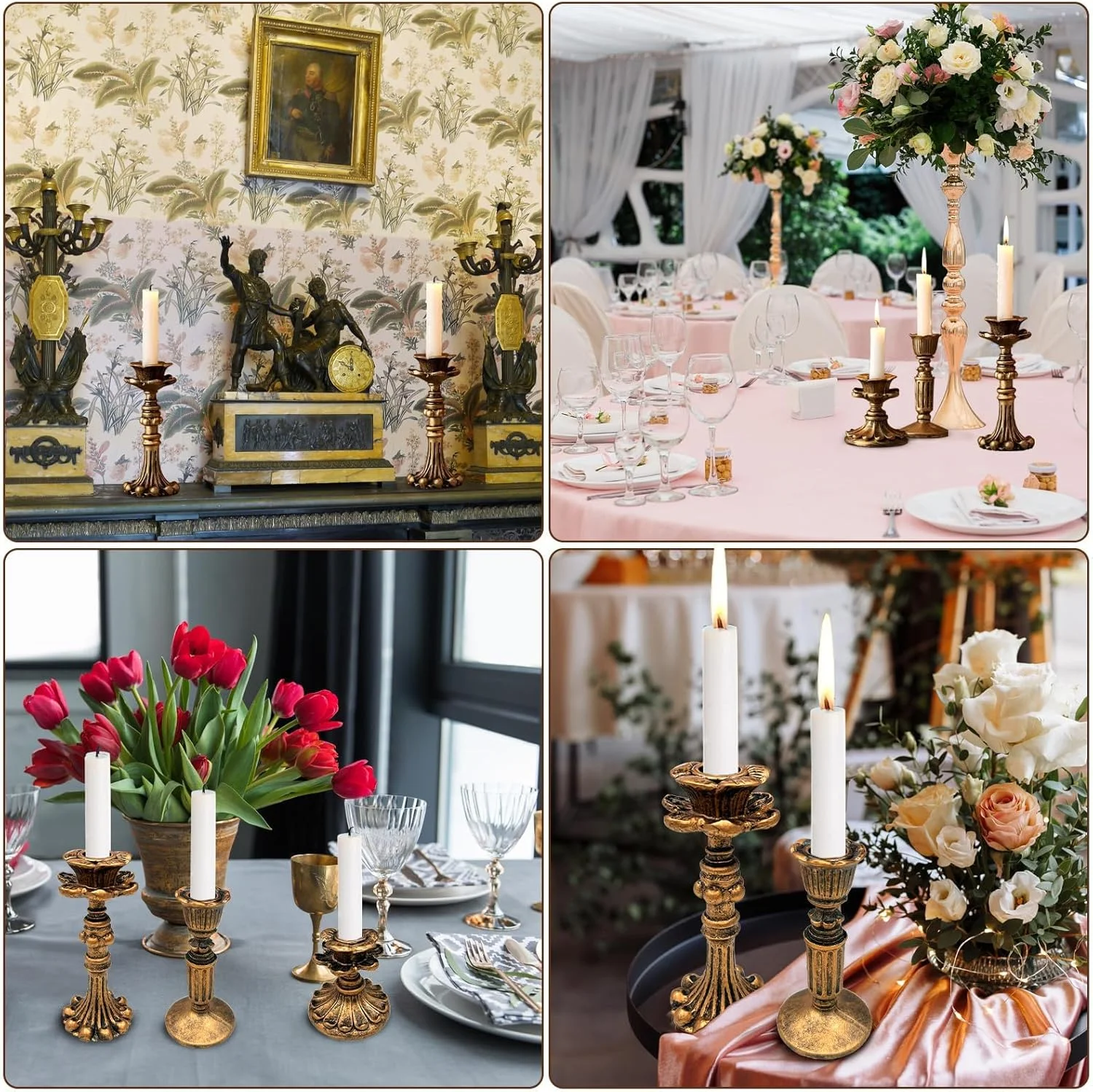 ست 6 عددی شمعدان KASTWAVE، جا شمعی مخروطی، ست 3 عددی جاشمعی، برای عروسی، مهمانی، سالگرد، میز، شومینه، دکوراسیون منزل (3 سبک، برنج عتیقه) ست 6 عددی شمعدان KASTWAVE، جا شمعی مخروطی، ست 3 عددی جاشمعی، برای عروسی، مهمانی، سالگرد، میز، شومینه، دکوراسیون منزل (3 سبک، برنج عتیقه)