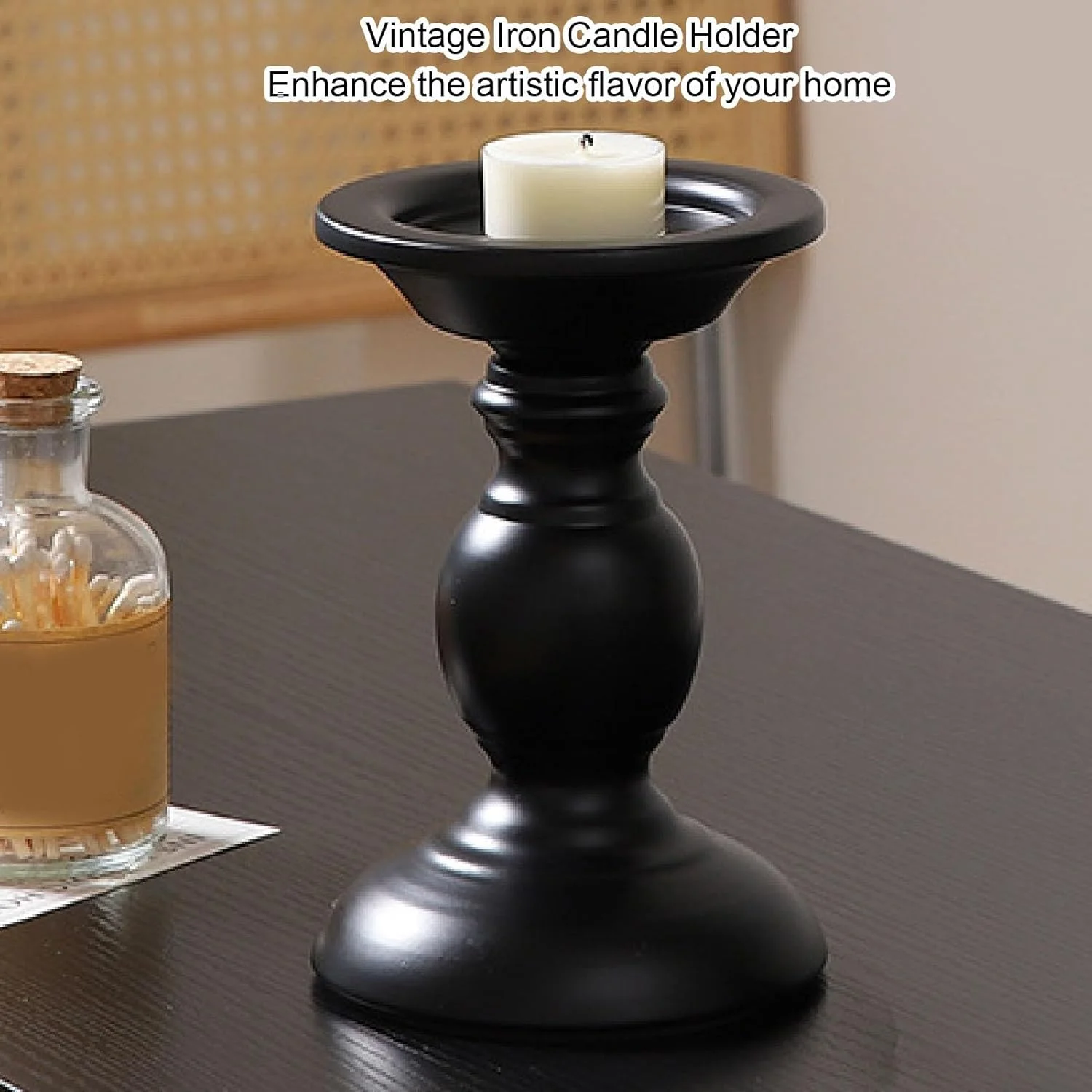 جاشمعی Luqeeg | ارتفاع 16.5 سانتی متری، جاشمعی فلزی عتیقه رترو، پایه شمعدان فلزی تزئینی برای تزیین میز